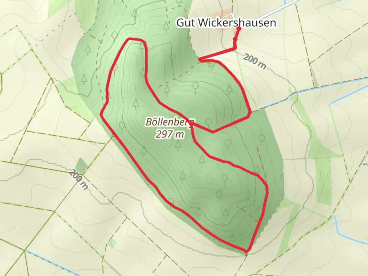 An image depicting the trail Böllenberg Loop and its surrounding area.