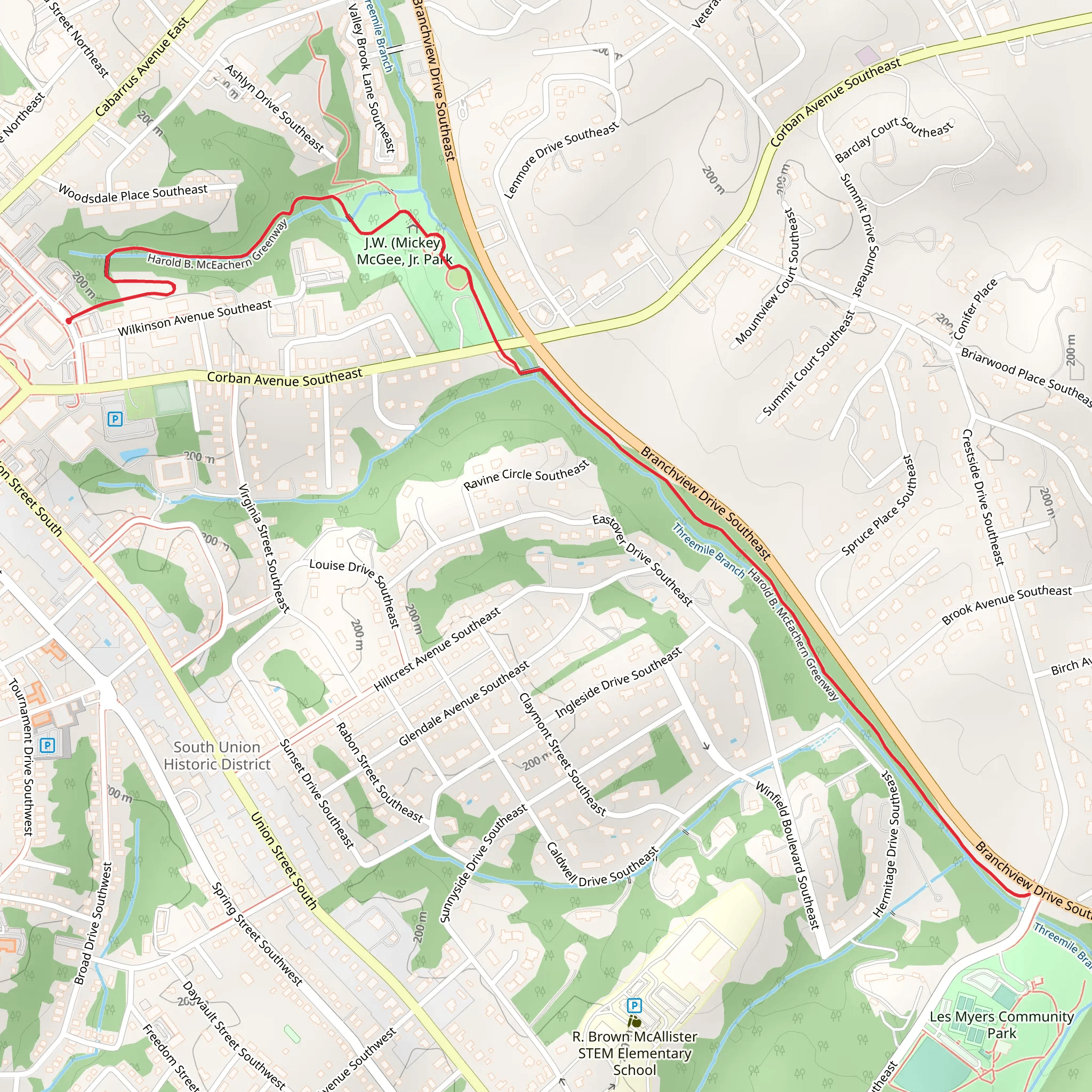 Harold B McEachern Greenway mobile static map