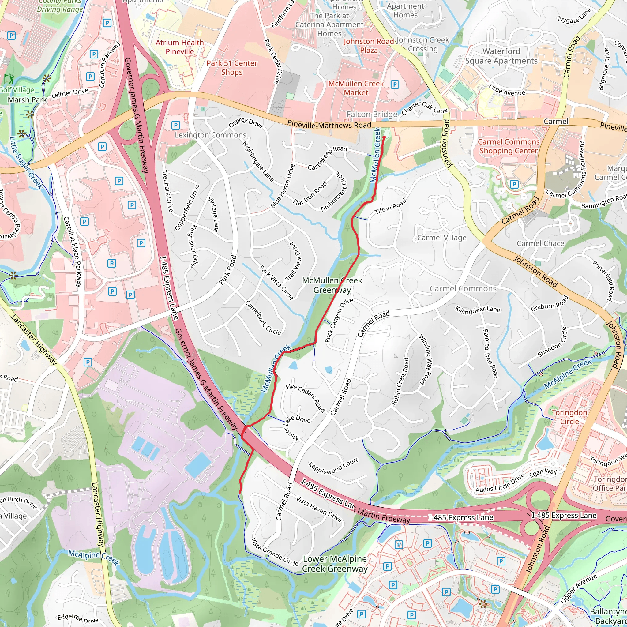 McMullen Creek Greenway mobile static map
