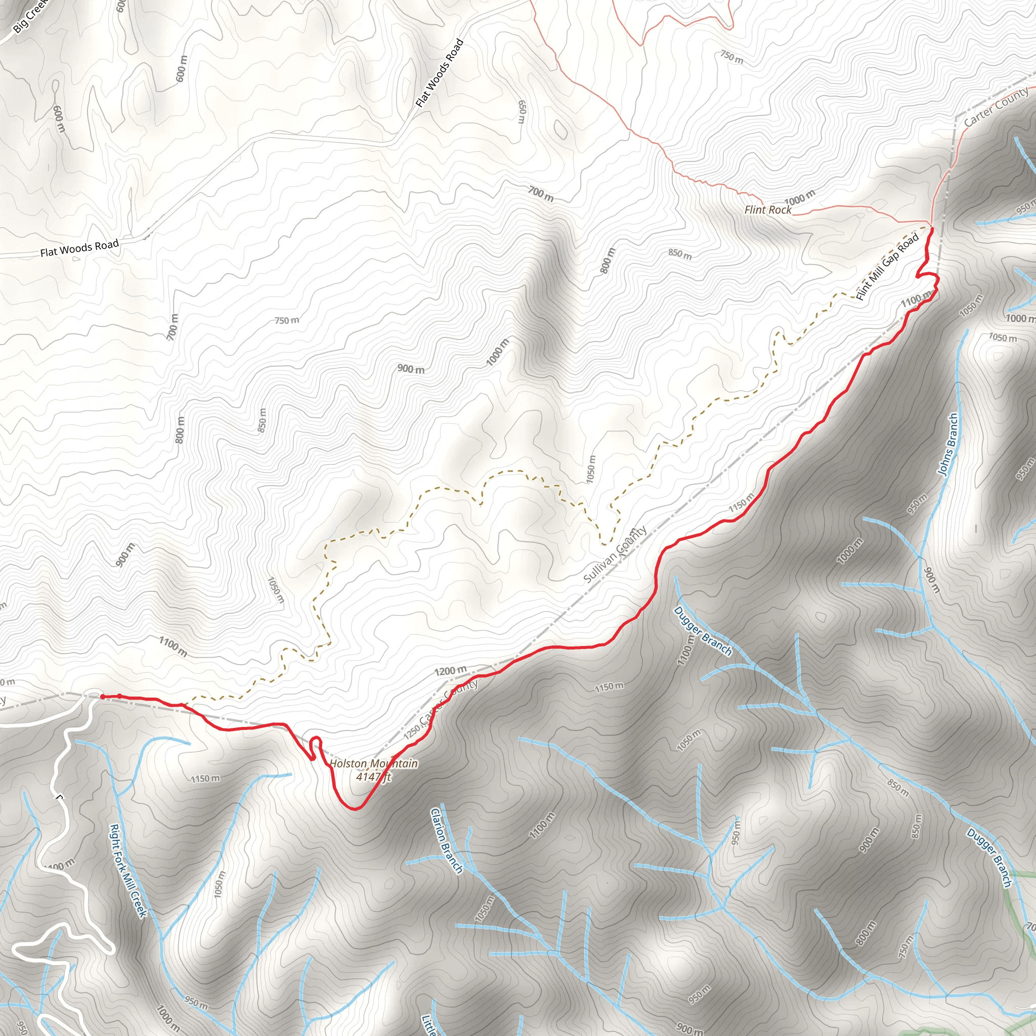 Holston High Knob via Holston Mountain Trail mobile static map