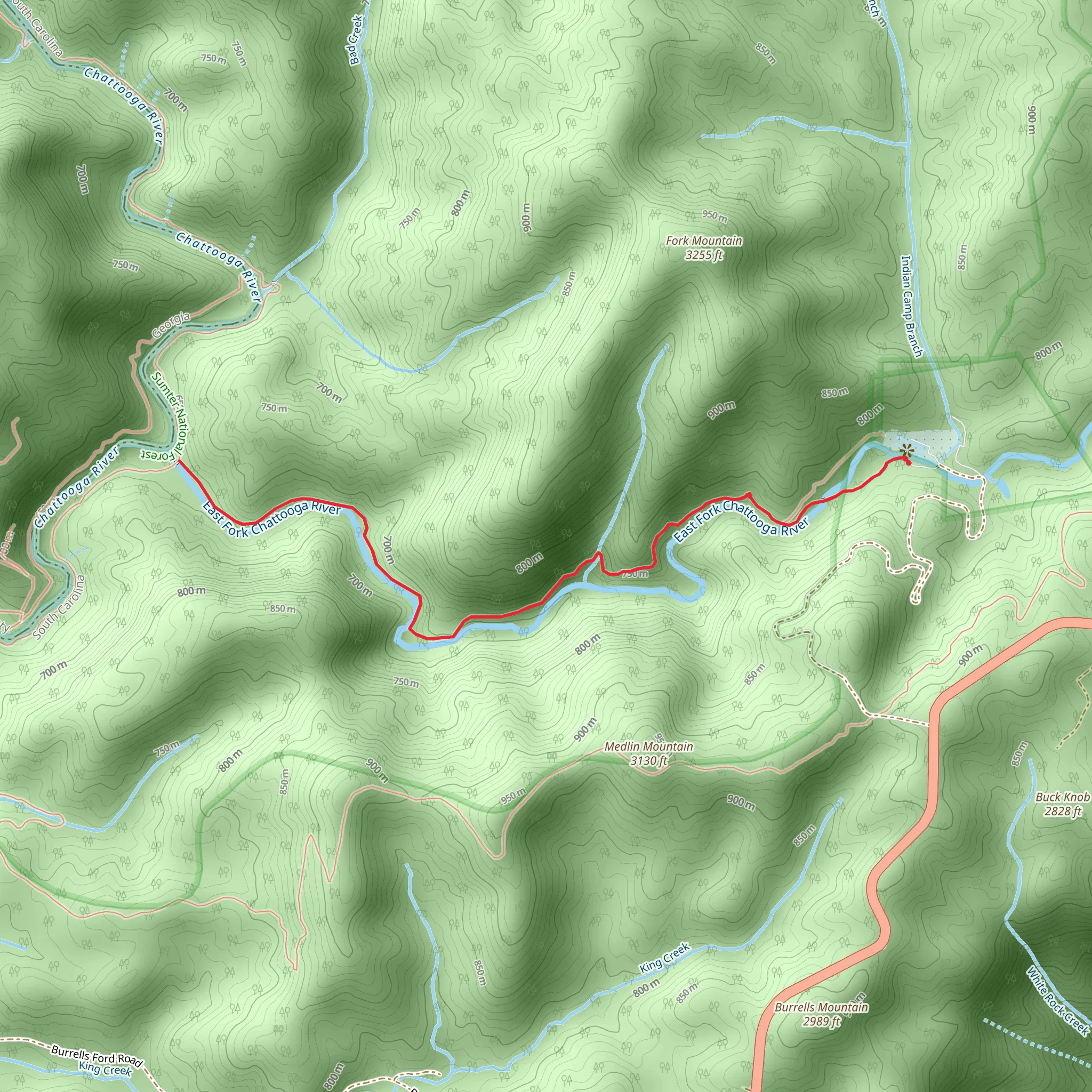 East Fork Chattooga River mobile static map