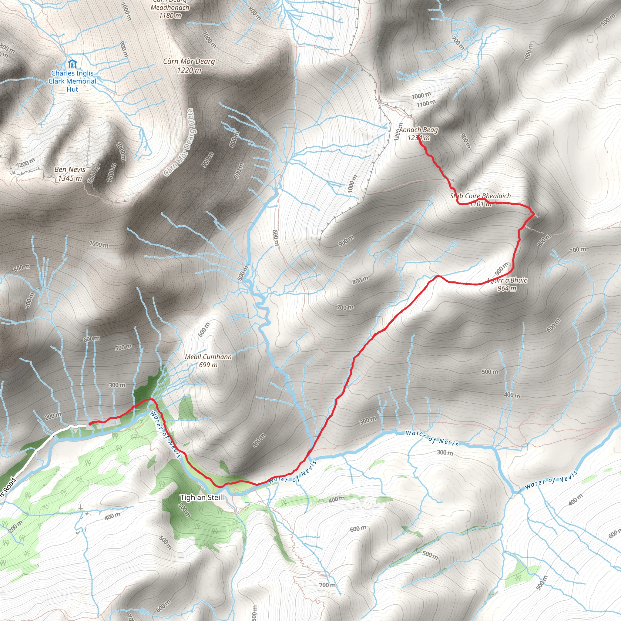 Aonach Beag via Sgurr A Bhuic Walk mobile static map