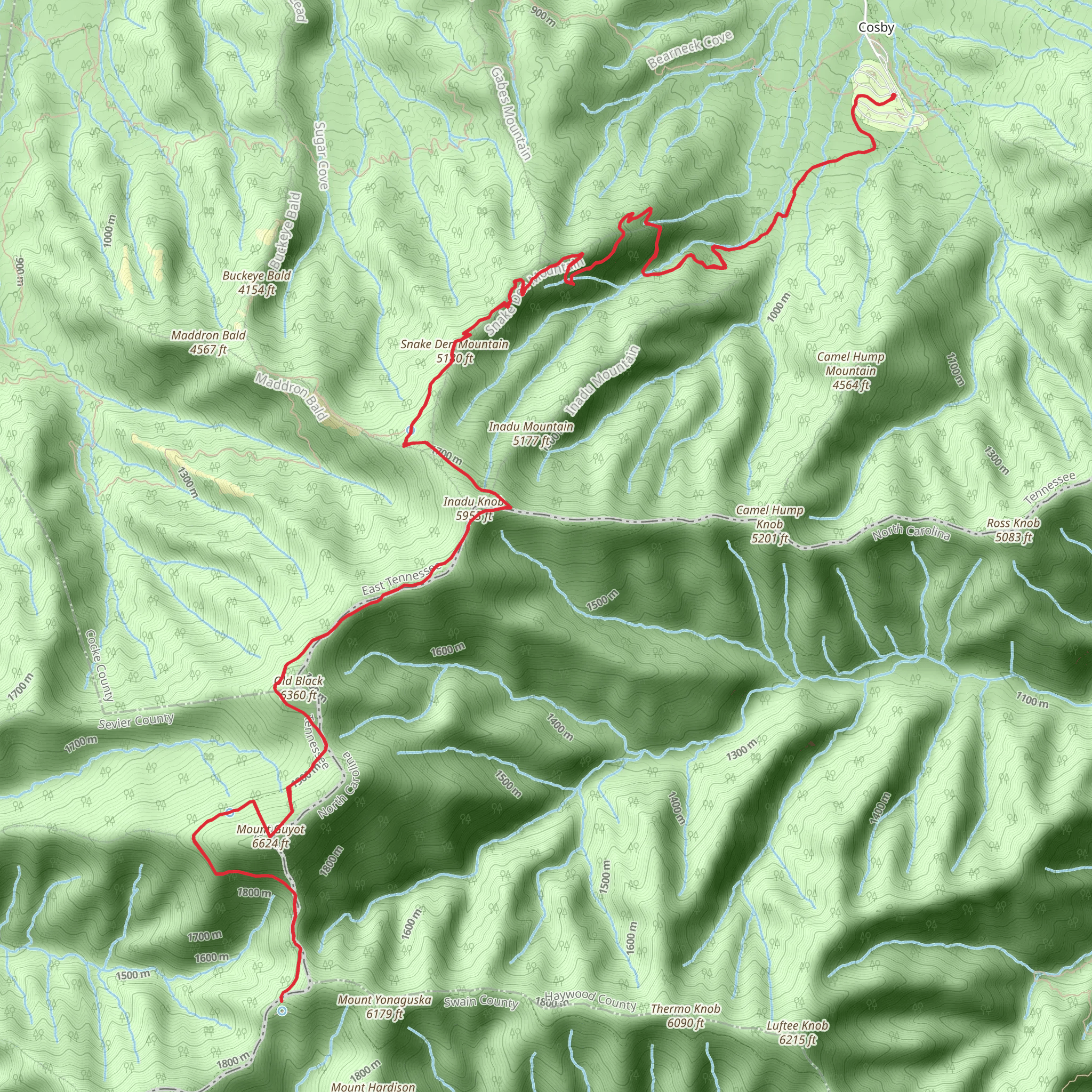 Tricorner Knob via Snake Den Ridge Trail mobile static map