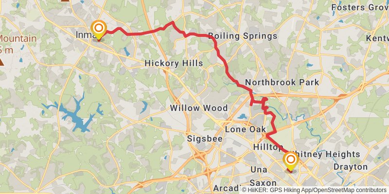 Palmetto Trail stage 15 Map