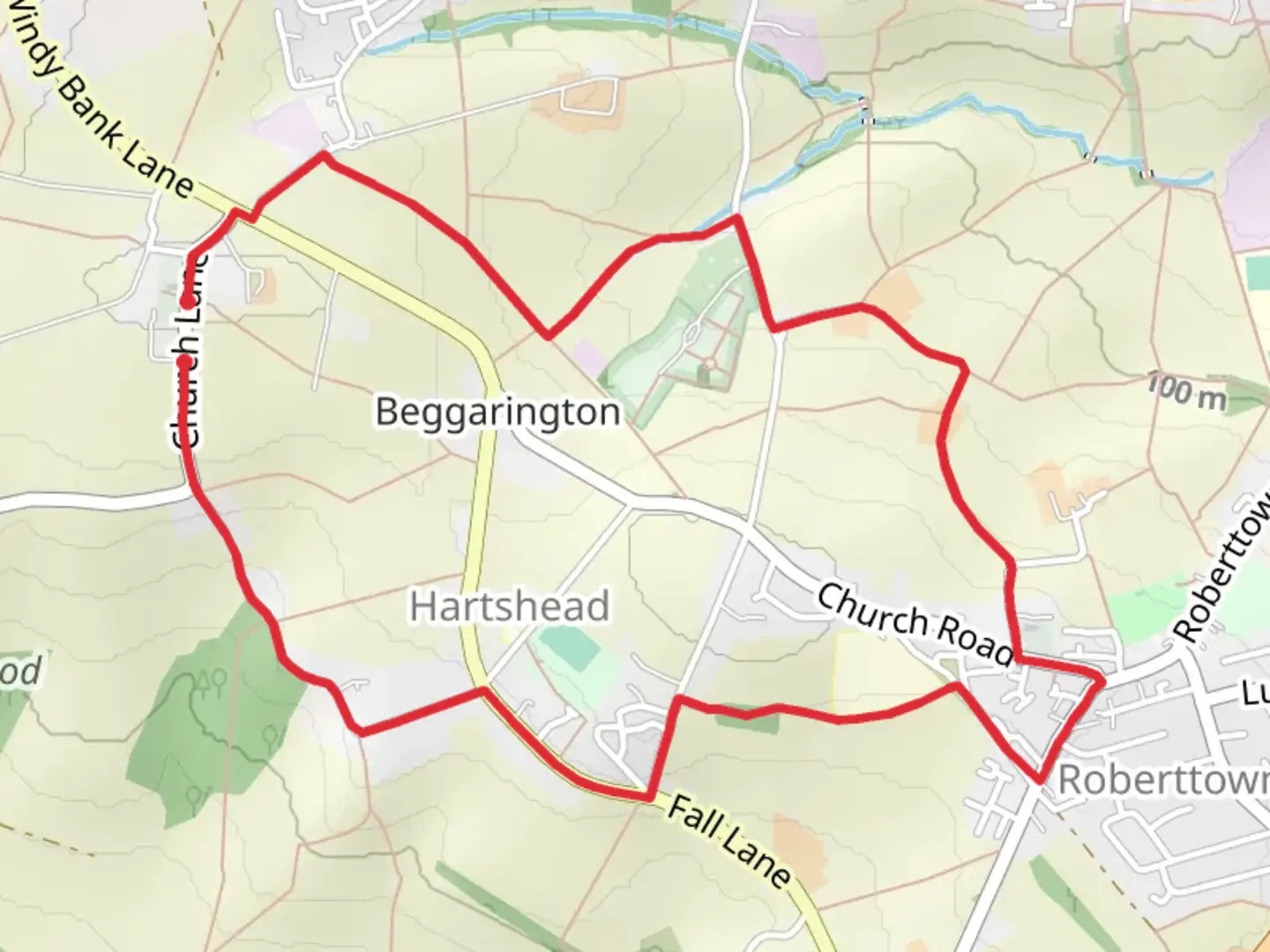 An image depicting the trail Hollin Wood and Beggarington Loop and its surrounding area.