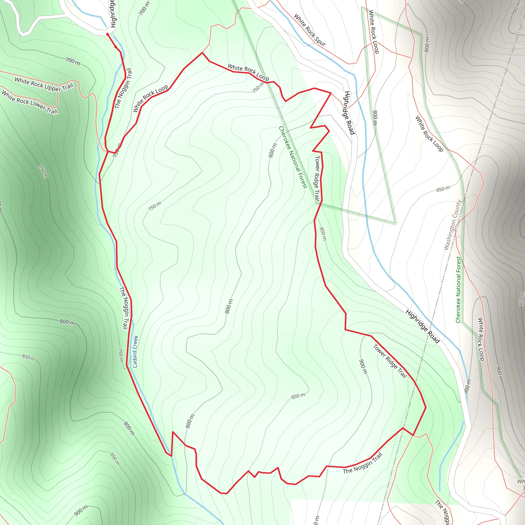 The Noggin Trail and Tower Ridge Loop Trail mobile static map