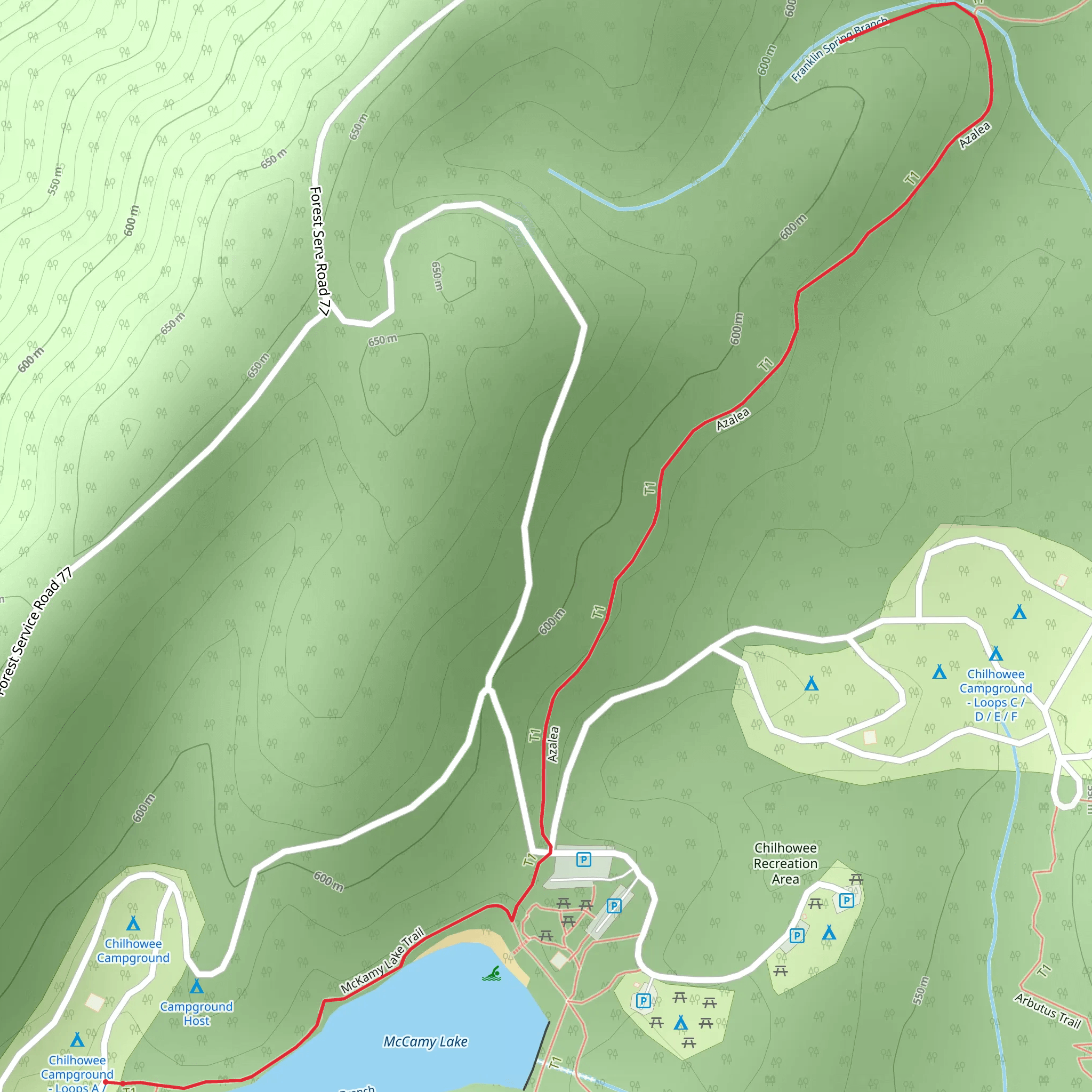 Azalea and Franklin Spring Branch mobile static map