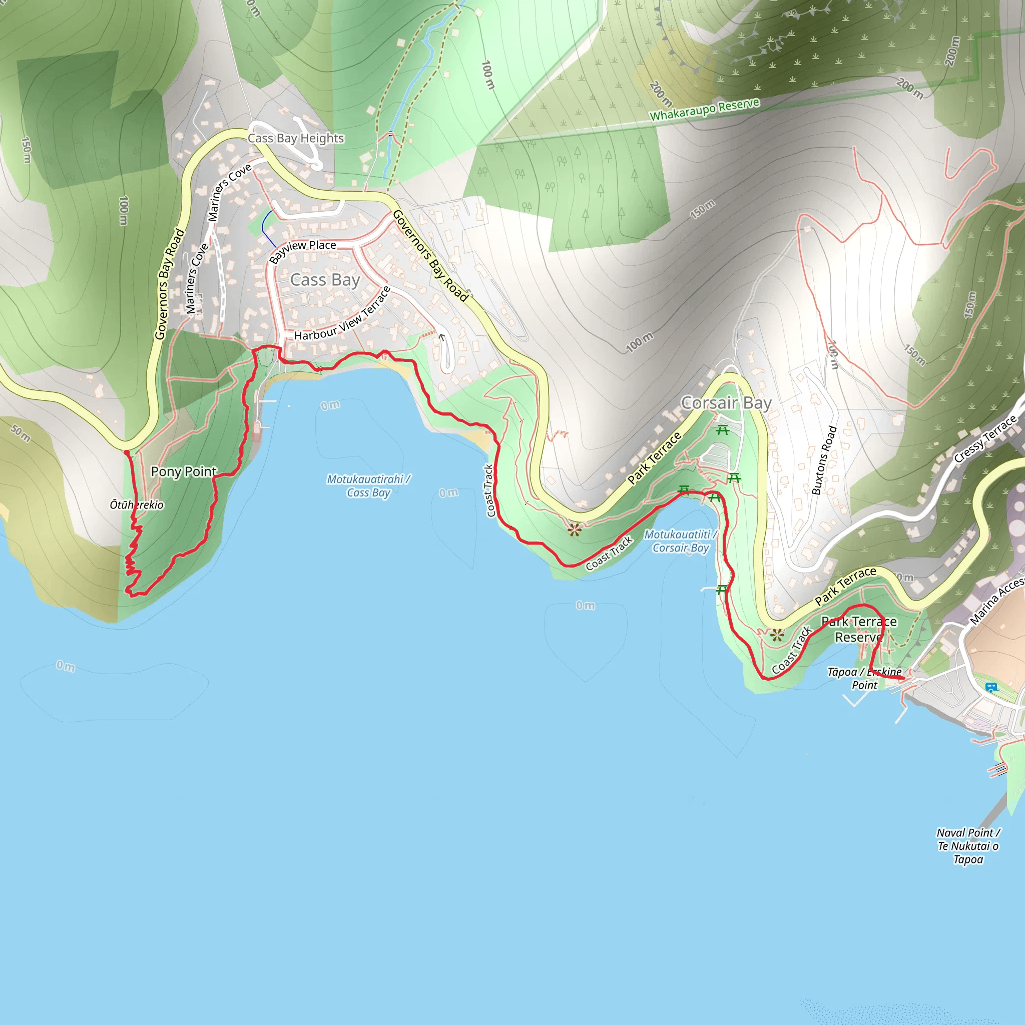 Coast Trail along Cass Bay and Corsair Bay mobile static map