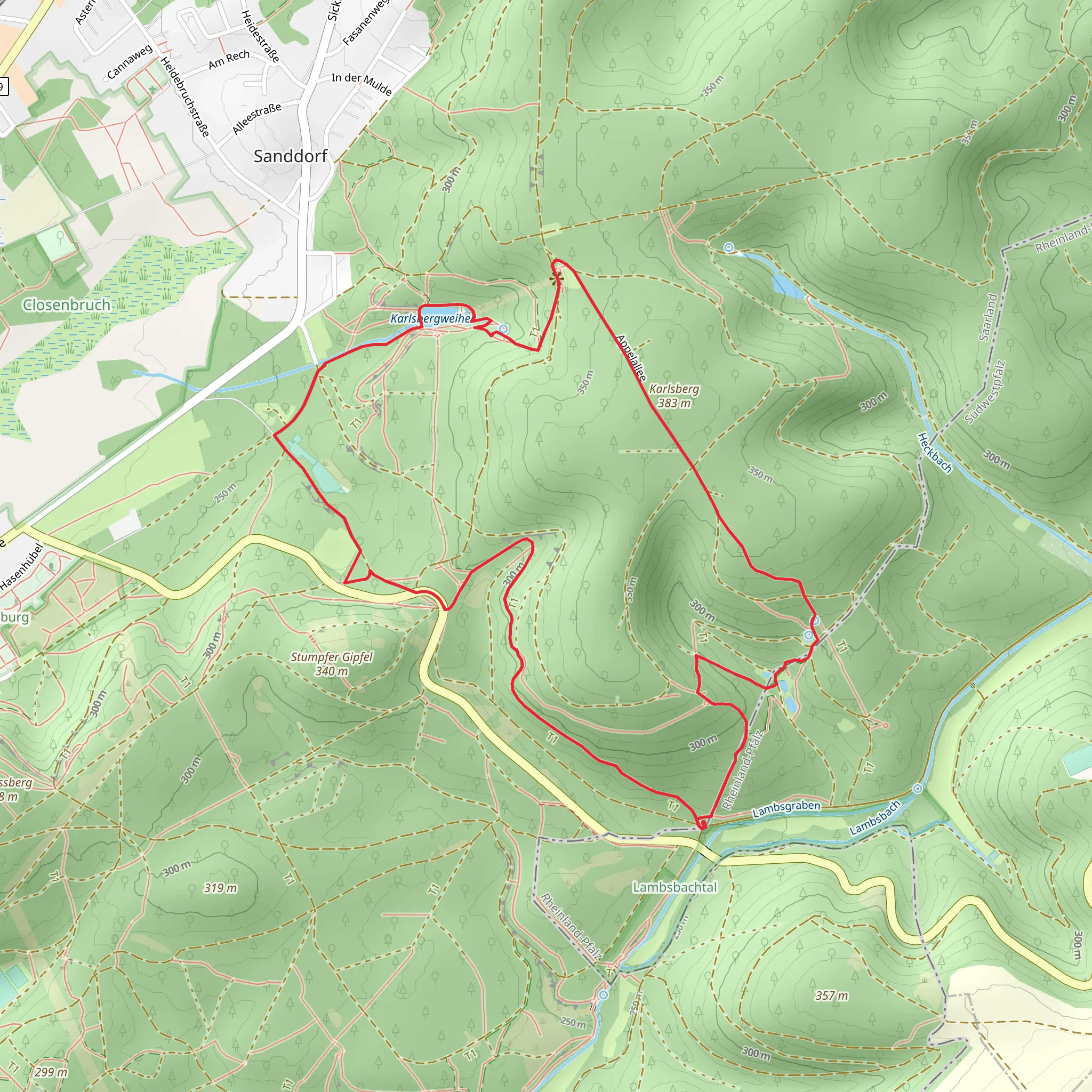 Karlsbergweiher via Am Schießhaus and Hocherbergweg mobile static map