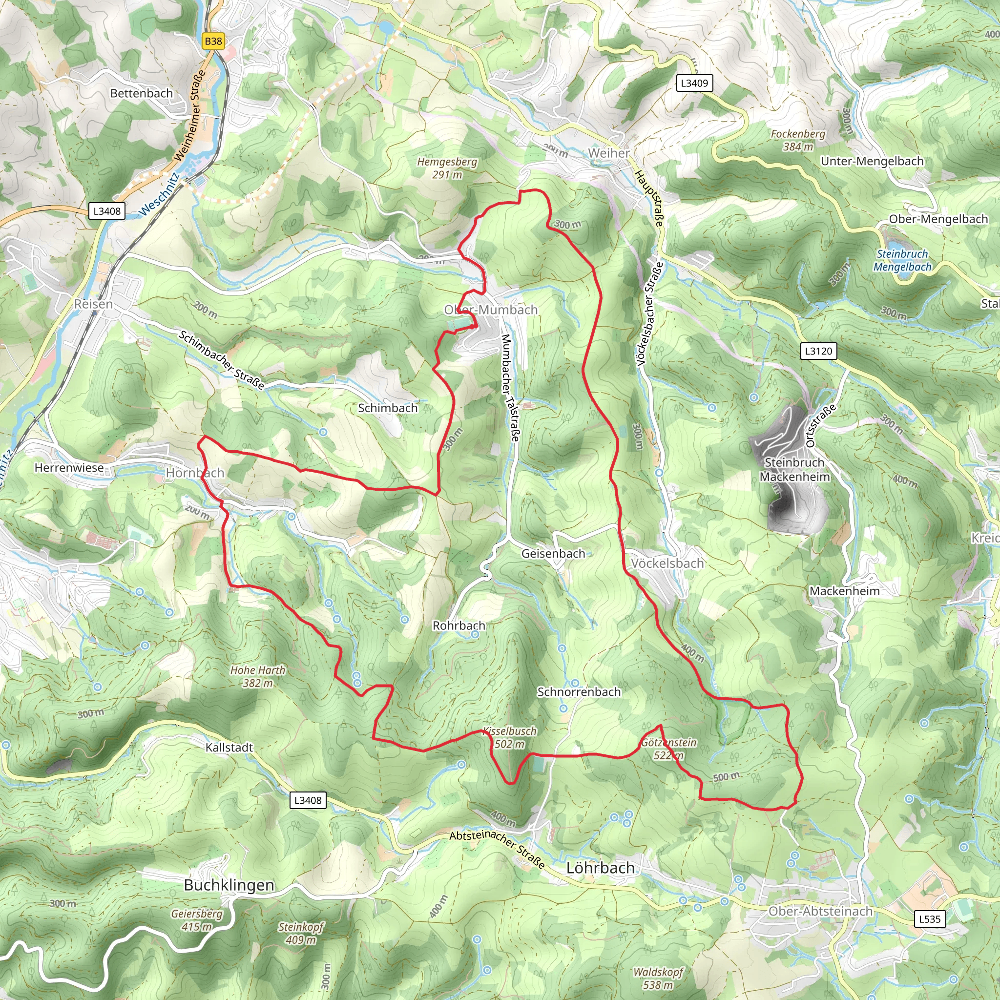 Obermumbach and Gotzenstein Loop mobile static map