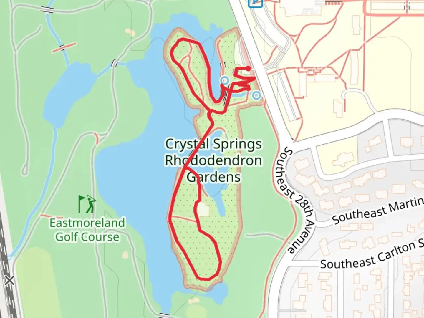An image depicting the trail Crystal Springs Lake via Low Bridge Loop and its surrounding area.