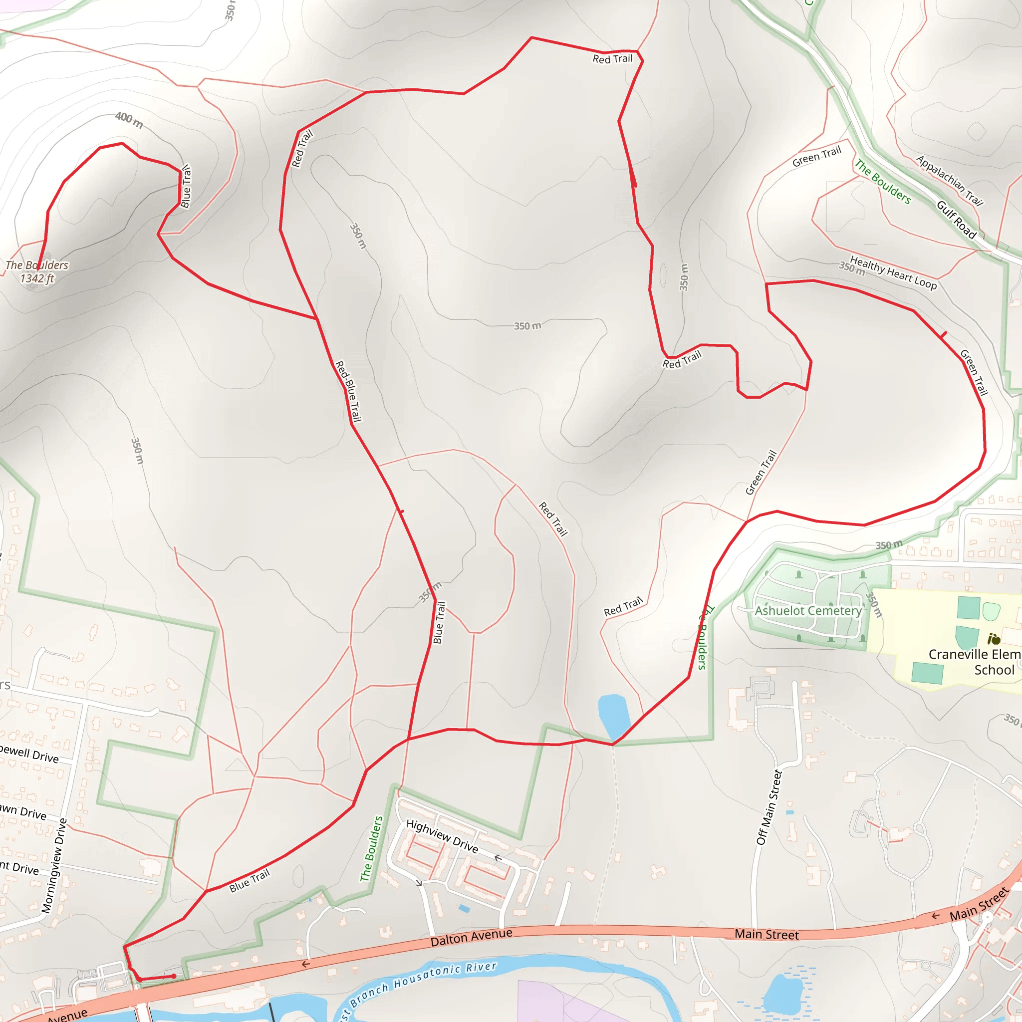 The Boulders Hill Loop via Red Trail mobile static map