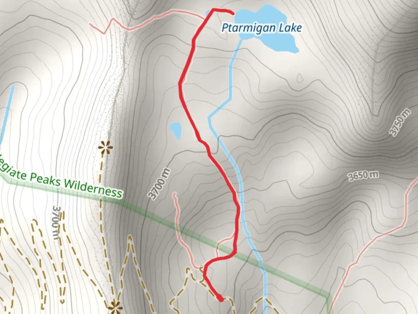 An image depicting the trail Ptarmigan Lake Trail and its surrounding area.