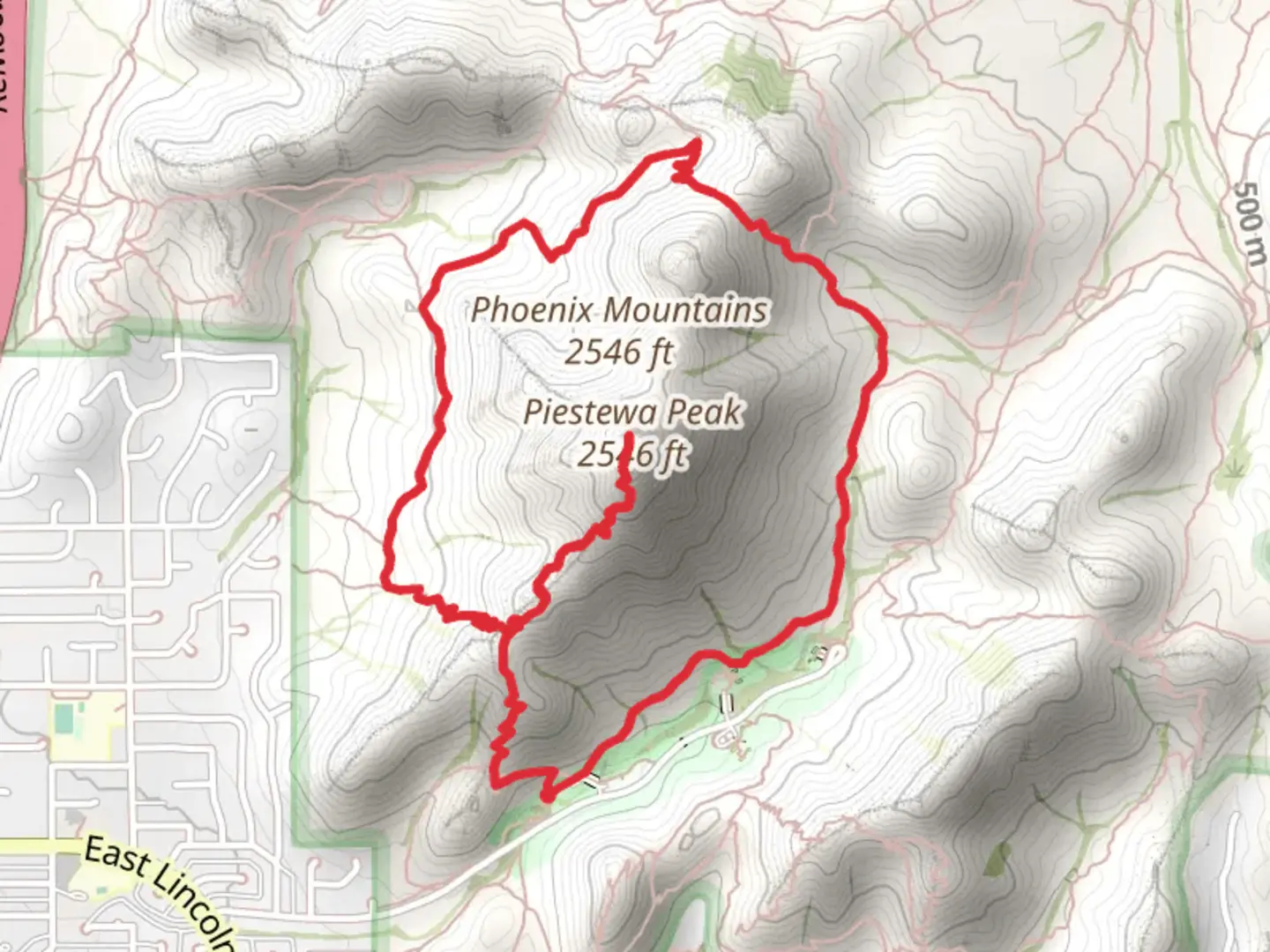 An image depicting the trail Piestewa Peak Loop and its surrounding area.