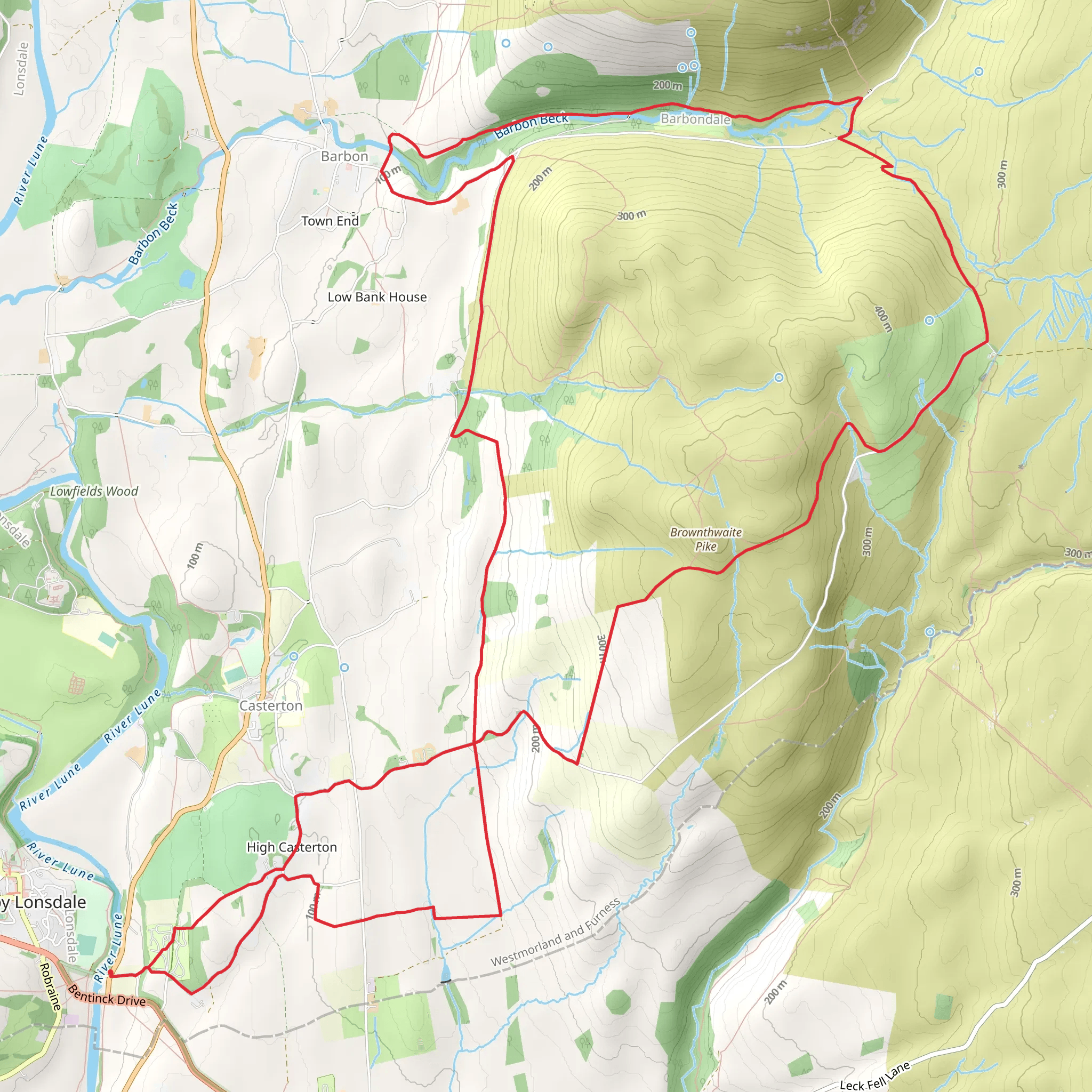 Pencil Brow, Blindbeck Bridge and Hoggs Hill Loop mobile static map