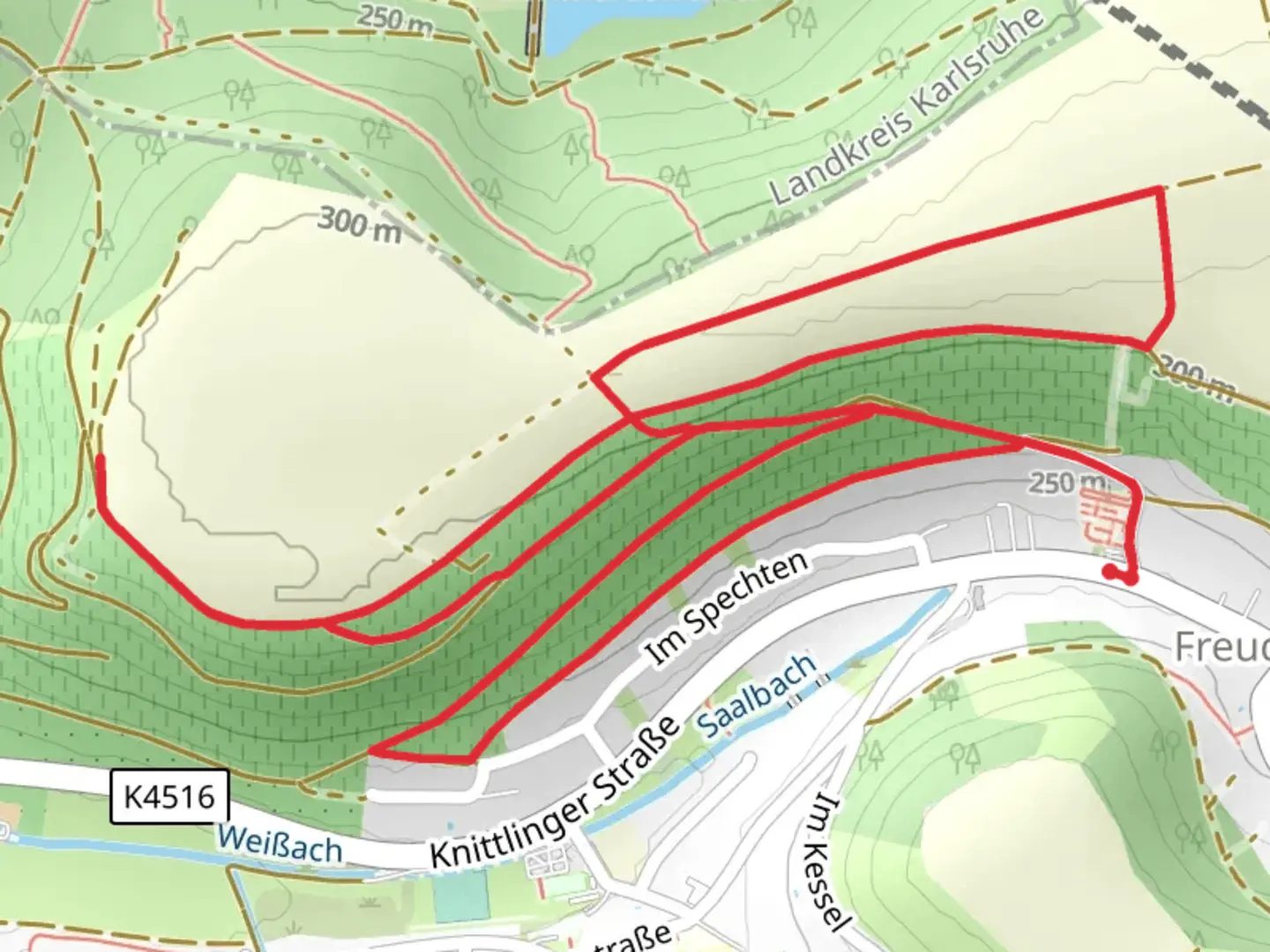 An image depicting the trail Hirschaecker and its surrounding area.