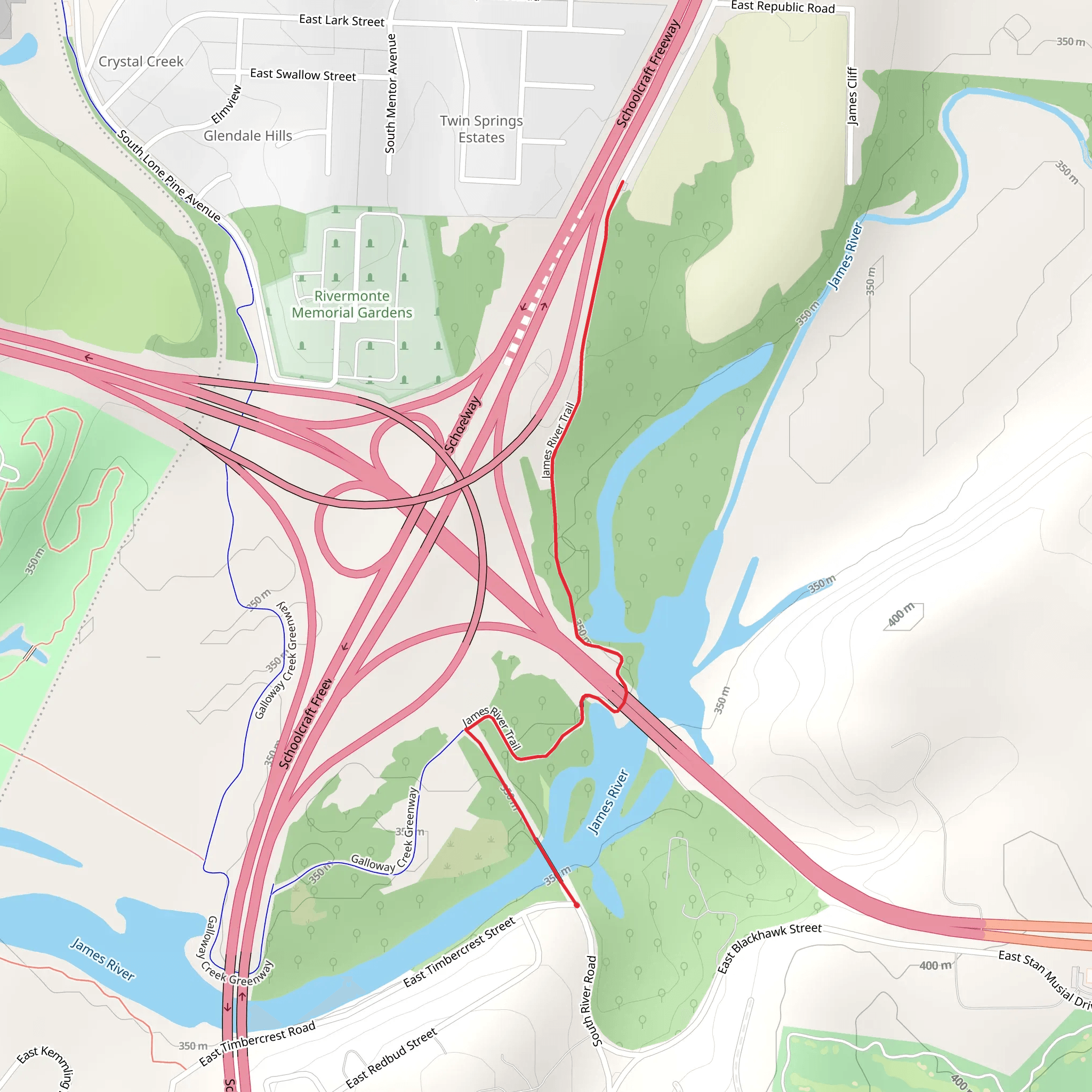 Galloway Creek Greenway and James River Trail - Short mobile static map
