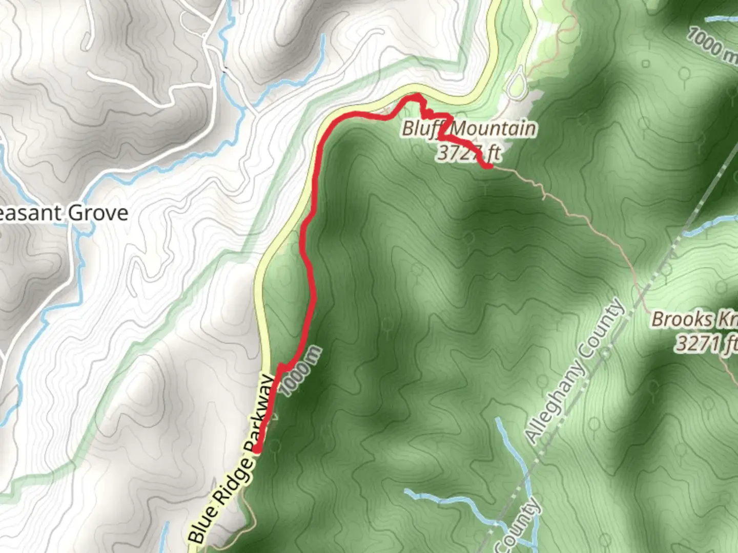 An image depicting the trail Bluff Mountain Trail and its surrounding area.