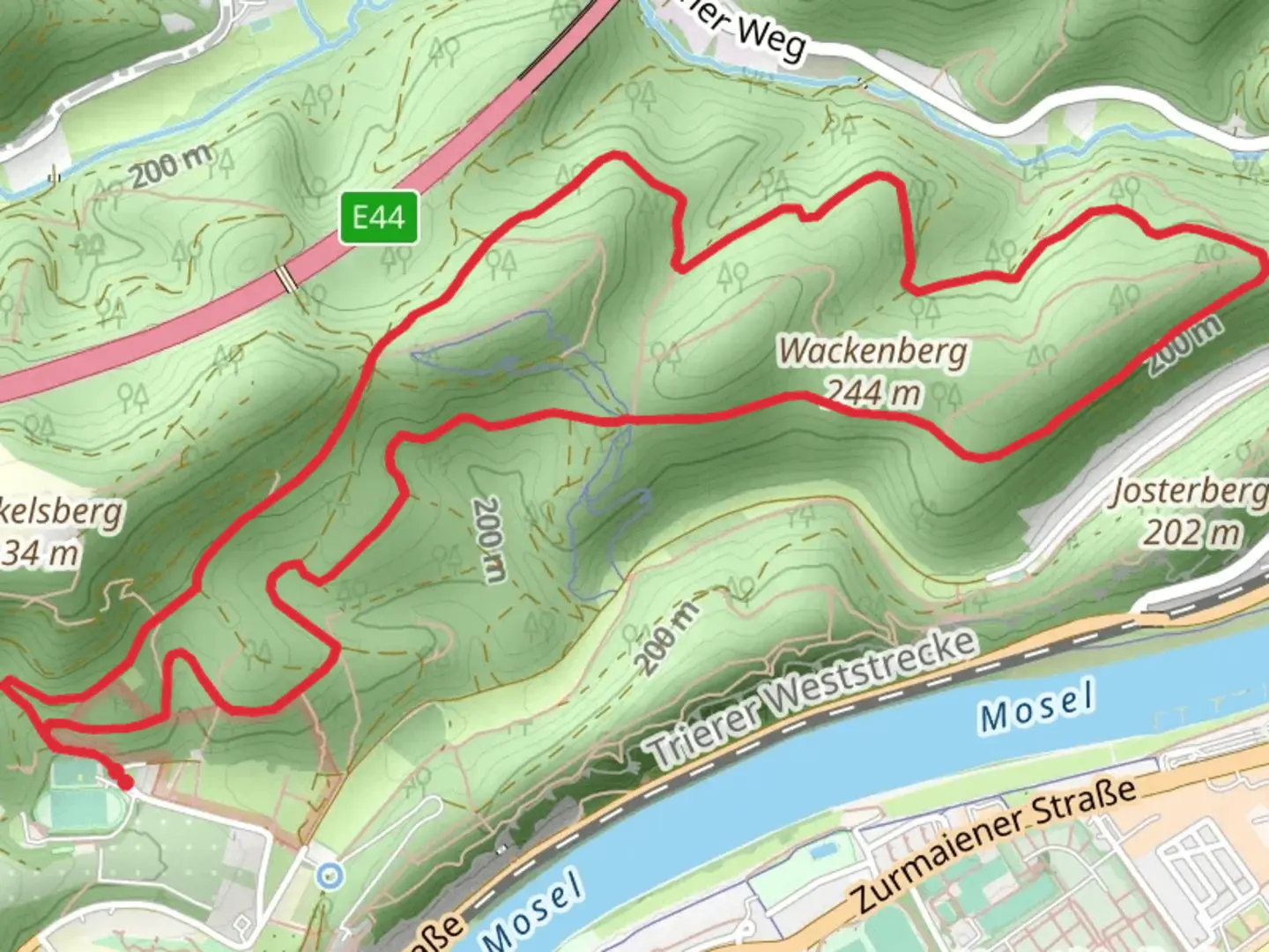 An image depicting the trail Schusterskreuz, Stubenberg and Falsches Biewertal Loop and its surrounding area.