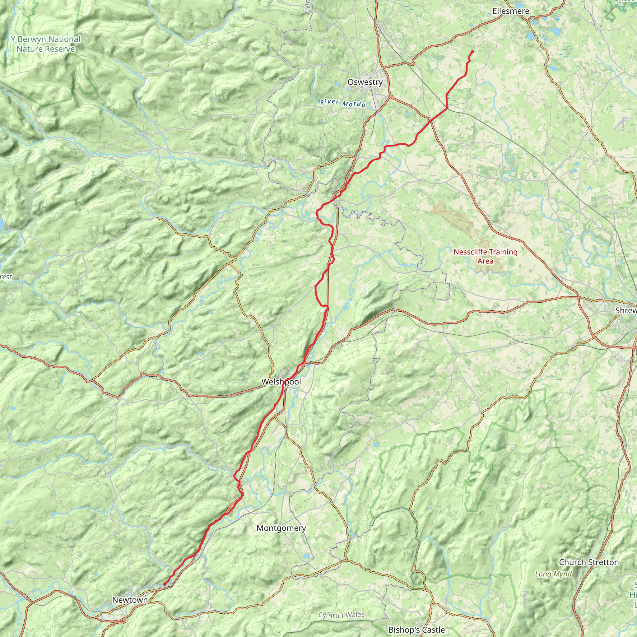 Montgomery Canal Walk mobile static map