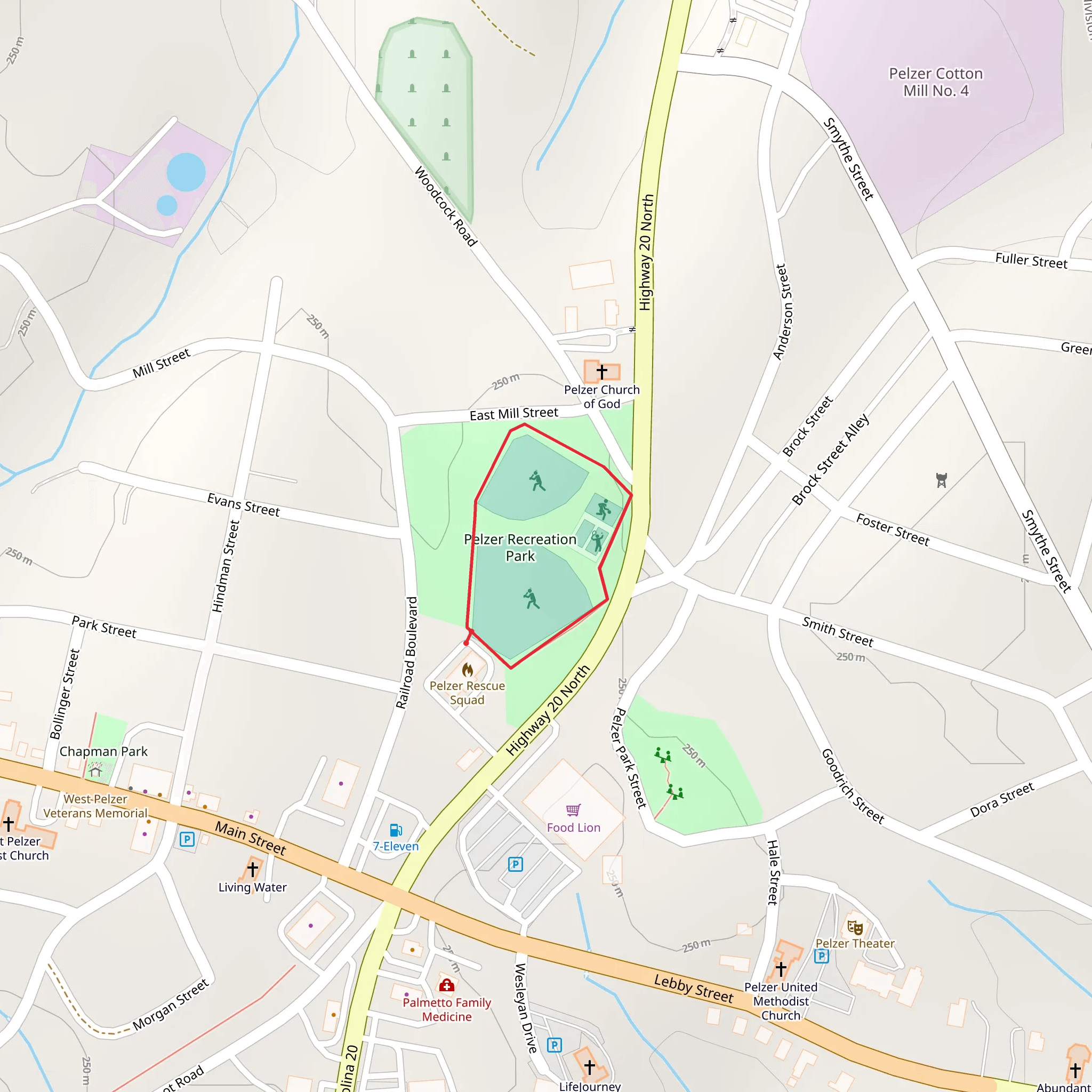 Pelzer Recreation Park Loop mobile static map