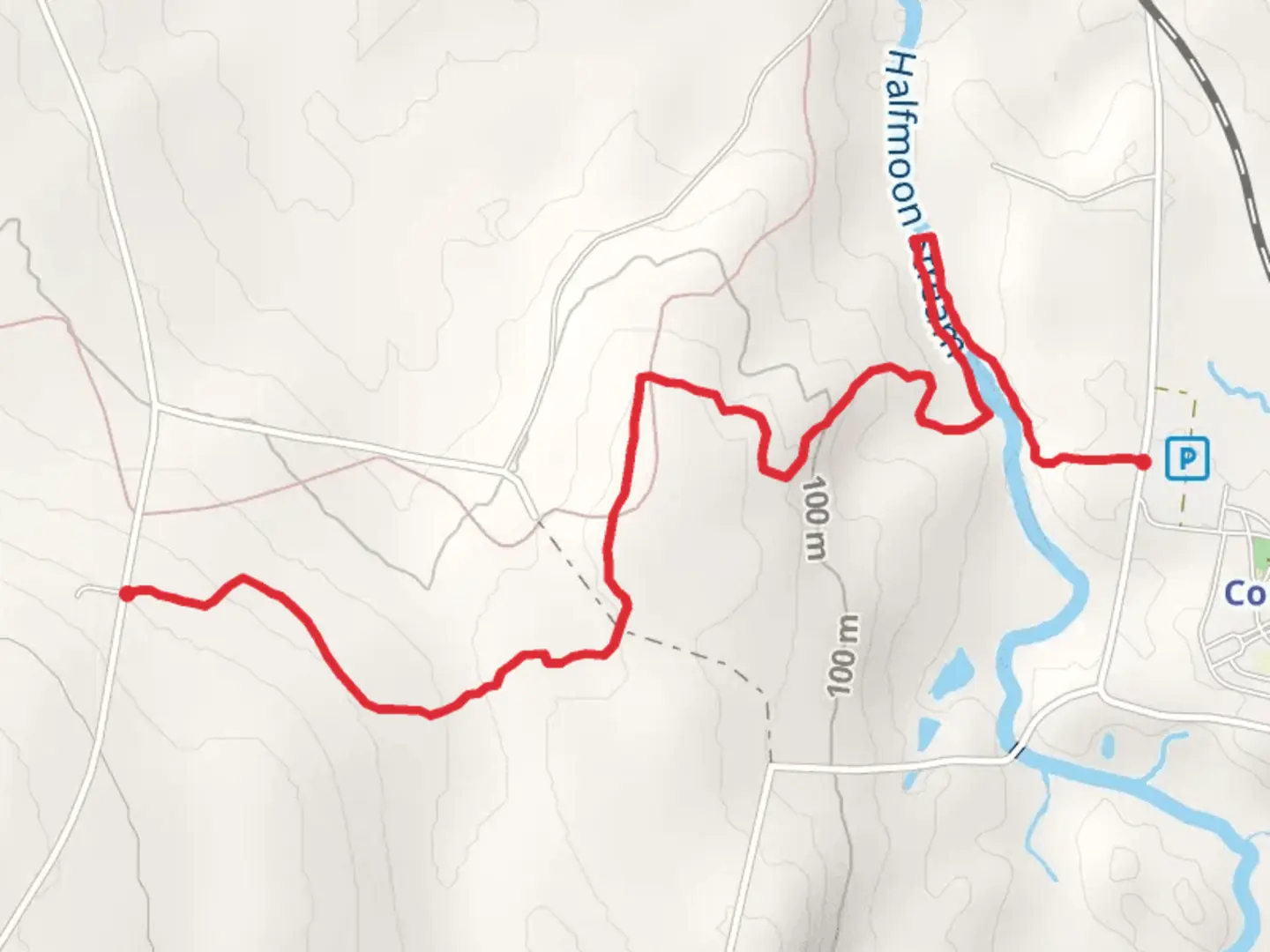 An image depicting the trail Sandy Stream to Quaker Hill Road and its surrounding area.