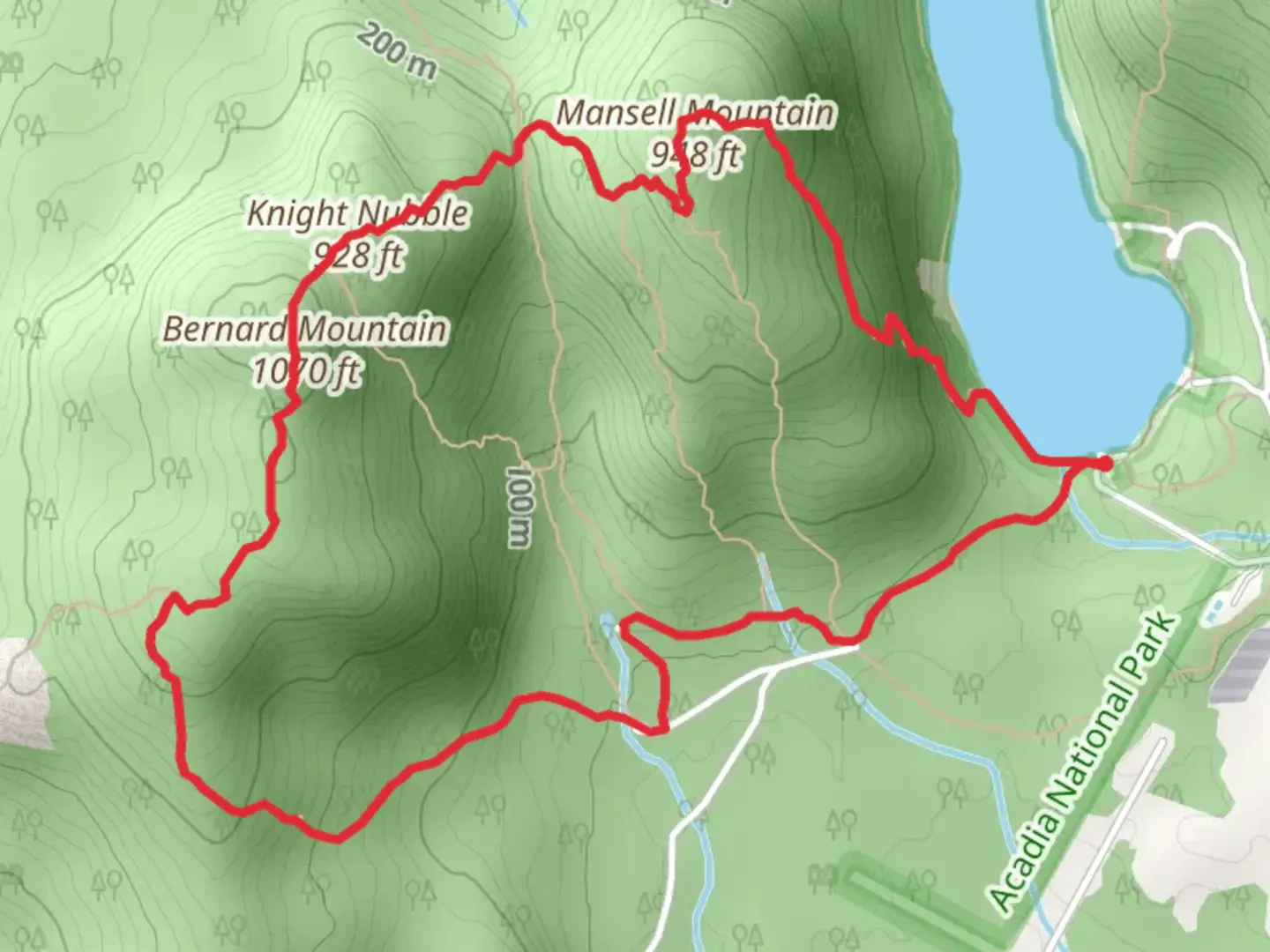 An image depicting the trail Knight Nubble and Mansell Mountain Loop via Cold Brook Trail and its surrounding area.
