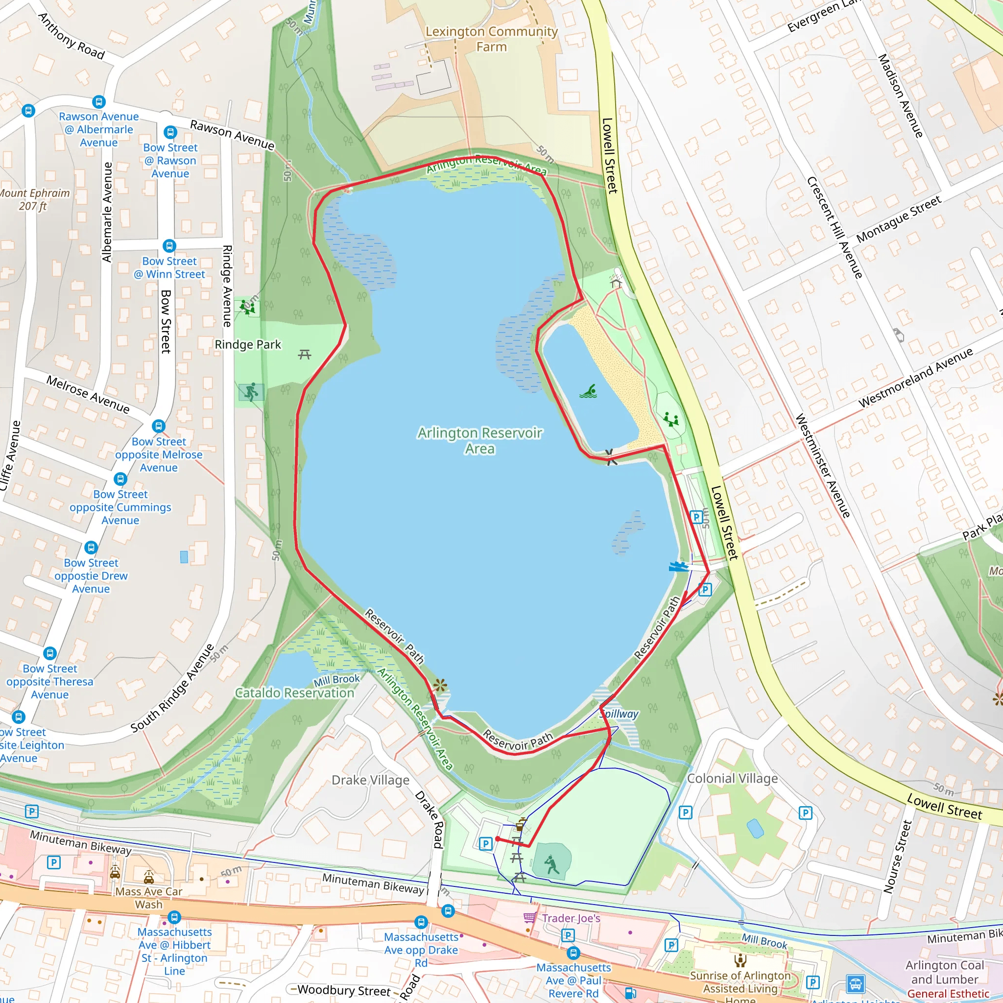 Arlington Reservoir Loop Trail mobile static map