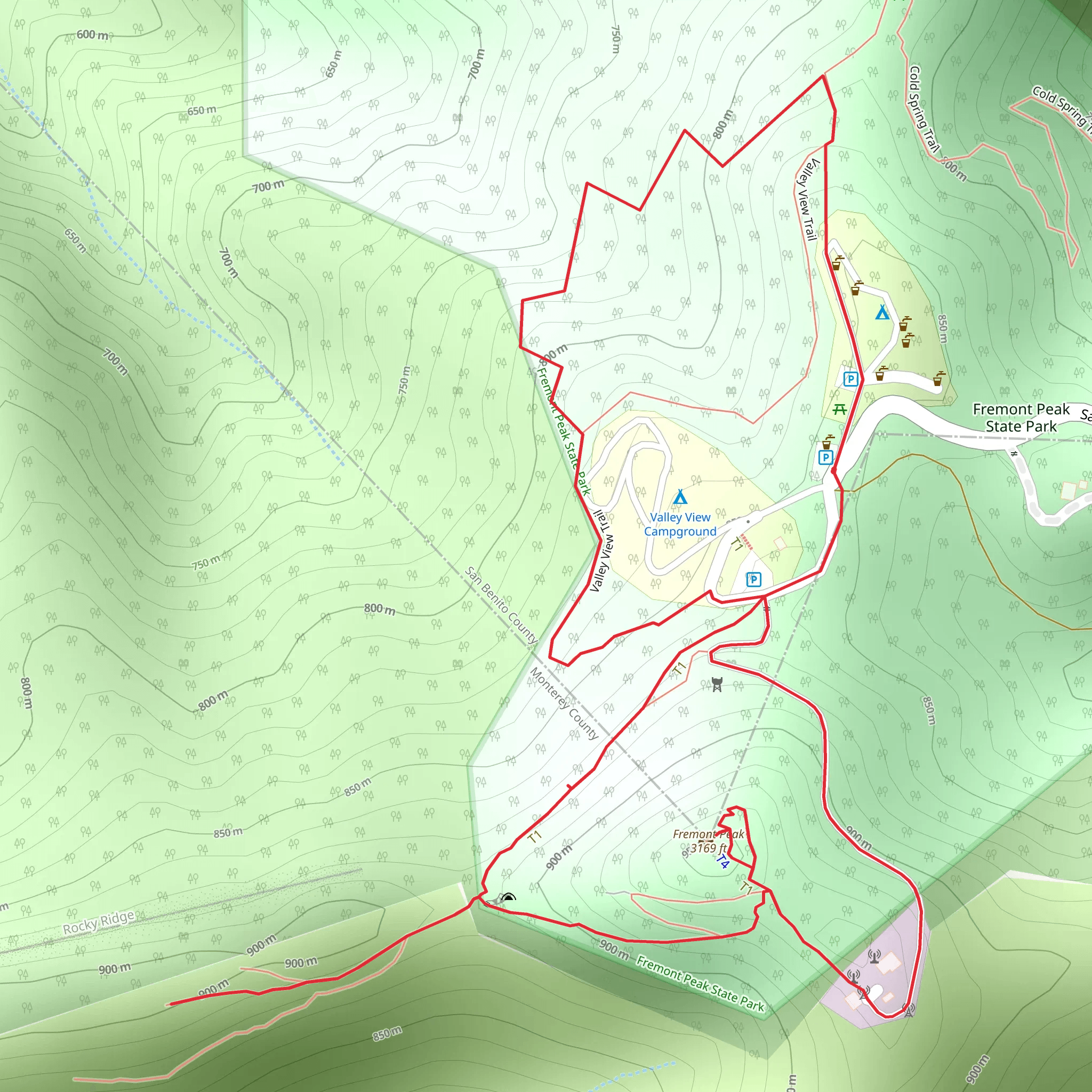 Fremont Peak Loop - Fremont Peak State Park mobile static map
