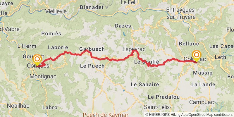 GR 65 Rocamadour Variant stage 8 Map