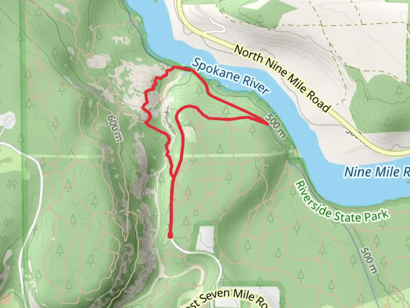 An image depicting the trail Trail 411 and Spokane River Centennial Trail and its surrounding area.