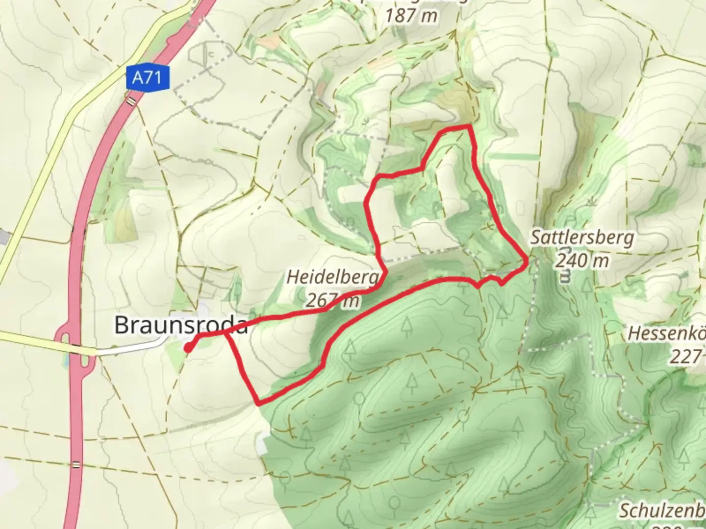An image depicting the trail Hohe Schrecke Enzian Wiesenweg and its surrounding area.