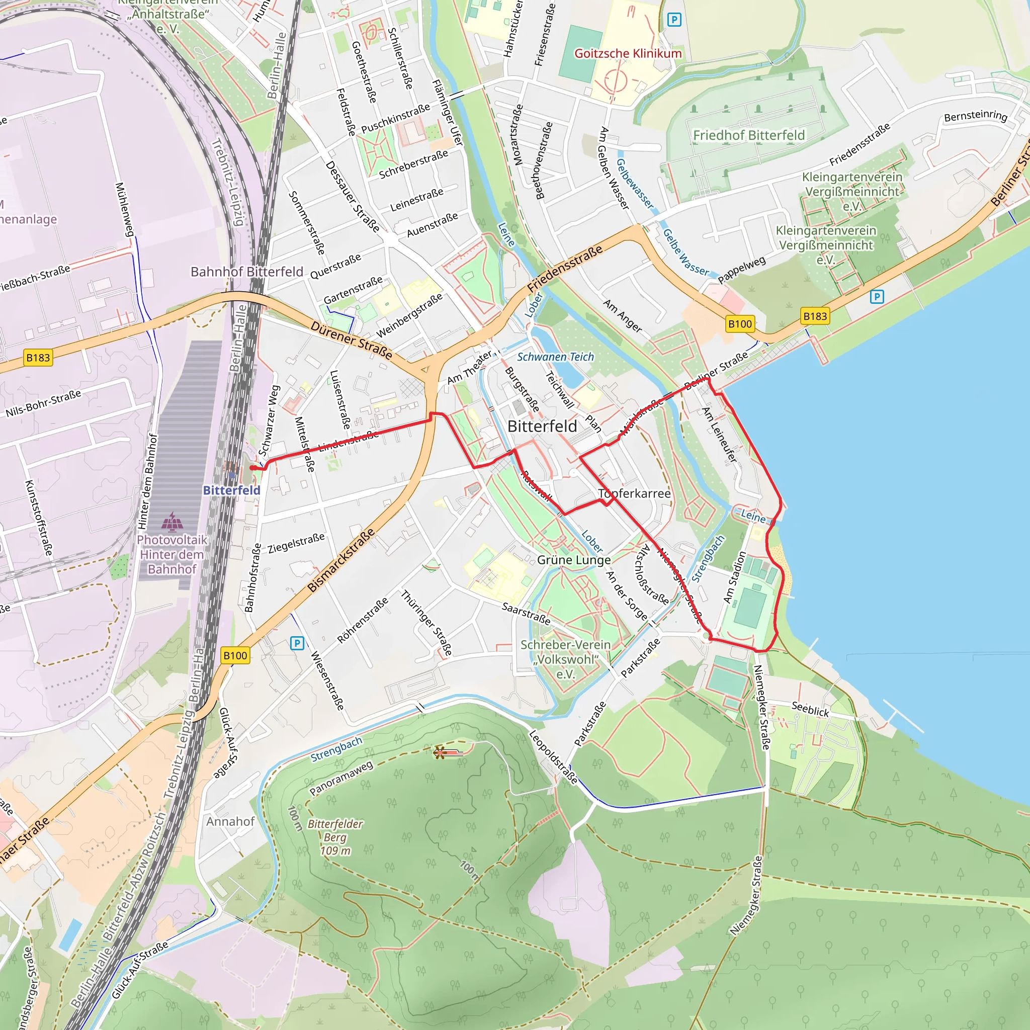 Grosser Goitzschesee via Lutherweg Sachsen Anhalt mobile static map