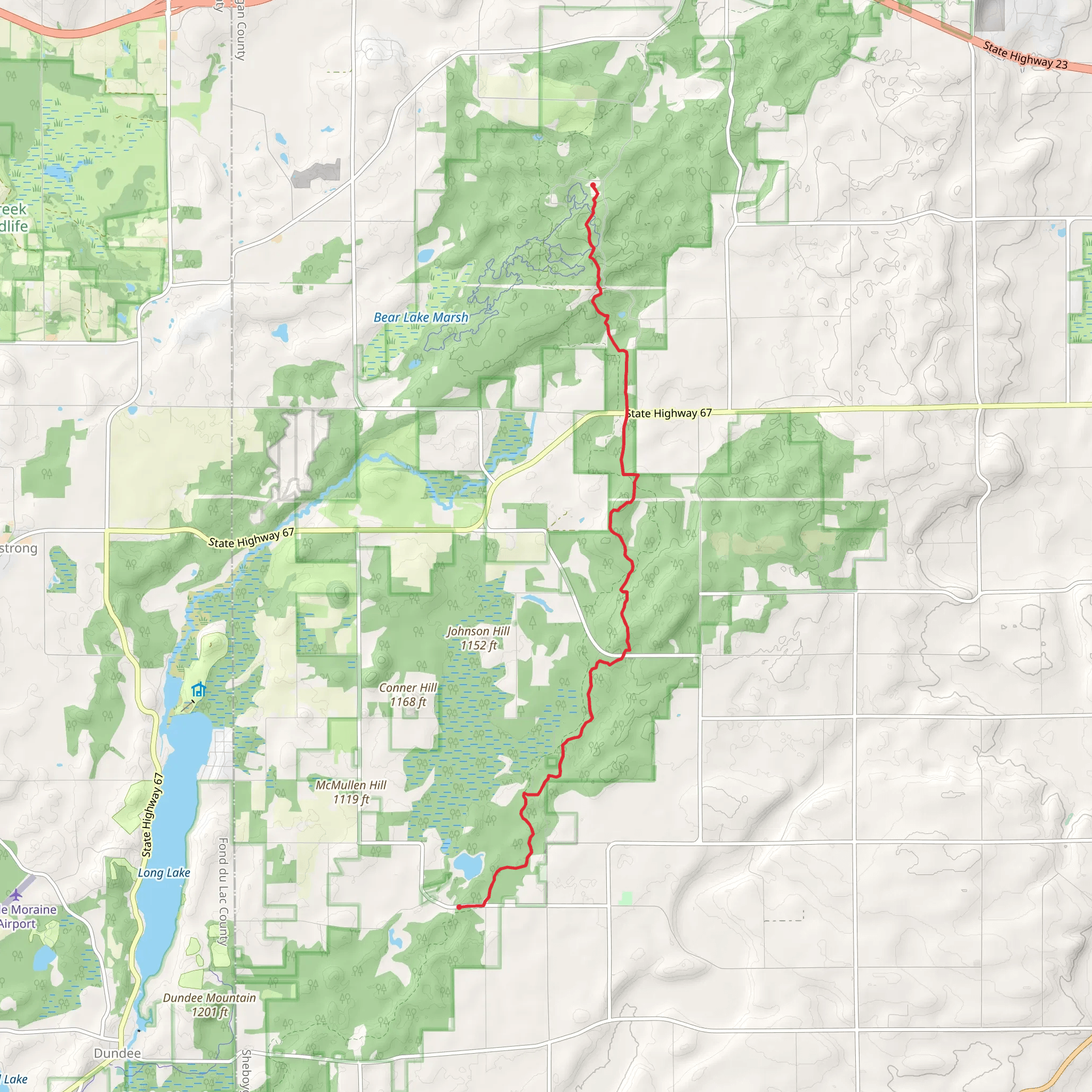 Kettle Moraine State Forest-Northern Unit Main and Ice Age Trail mobile static map