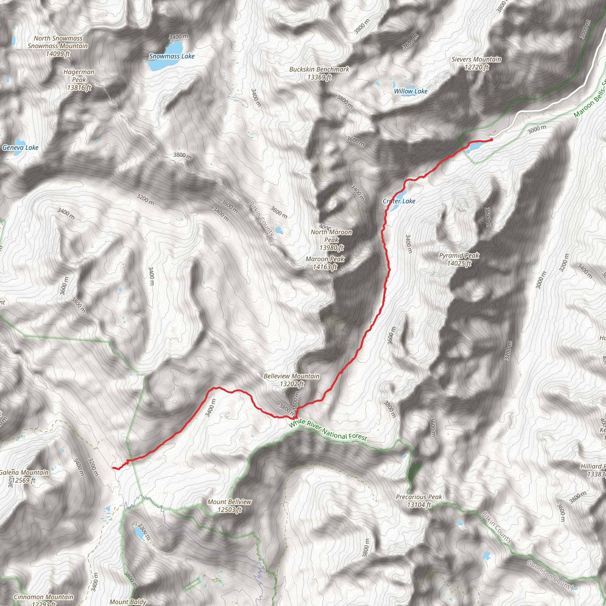 West Maroon Pass via West Maroon Trail mobile static map
