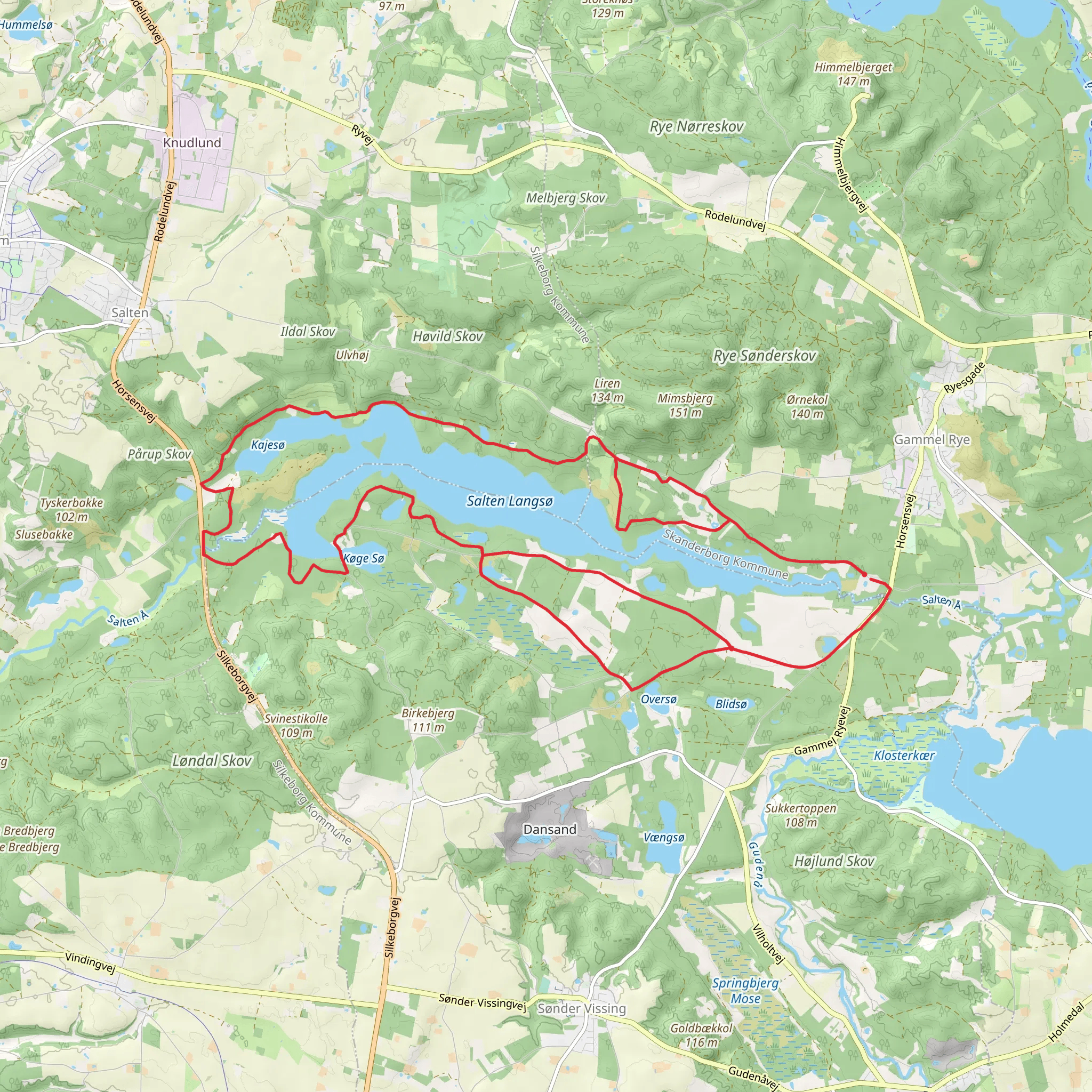 Ryebro - Salten Langsø Loop mobile static map