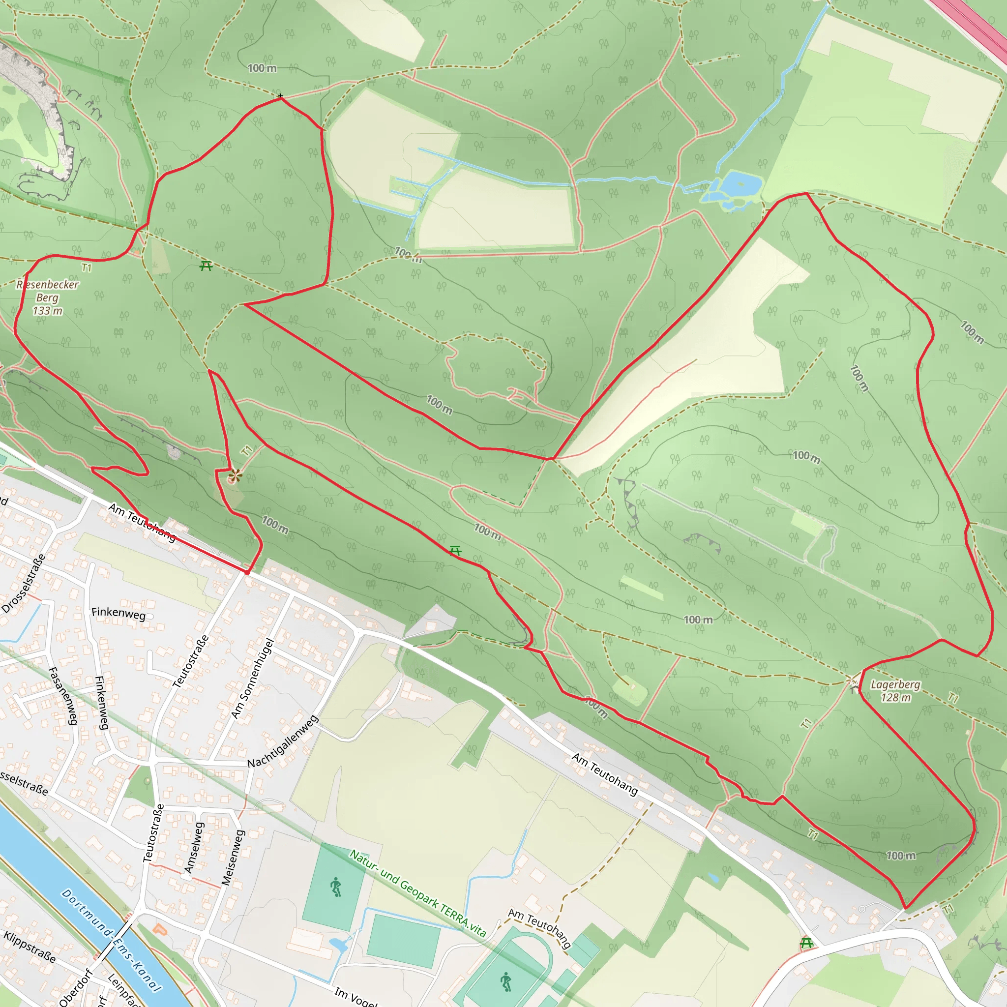 Schöne Aussicht, Lager Berg and Riesenbecker Berg Loop mobile static map