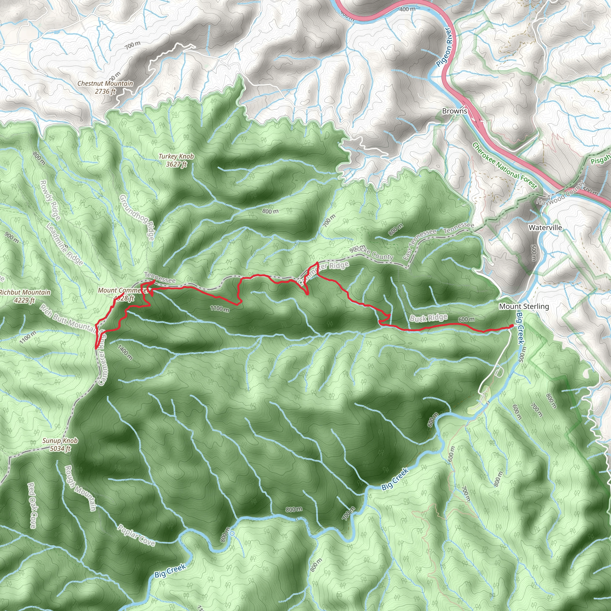 Chestnut Branch Trail to Mount Cammerer mobile static map
