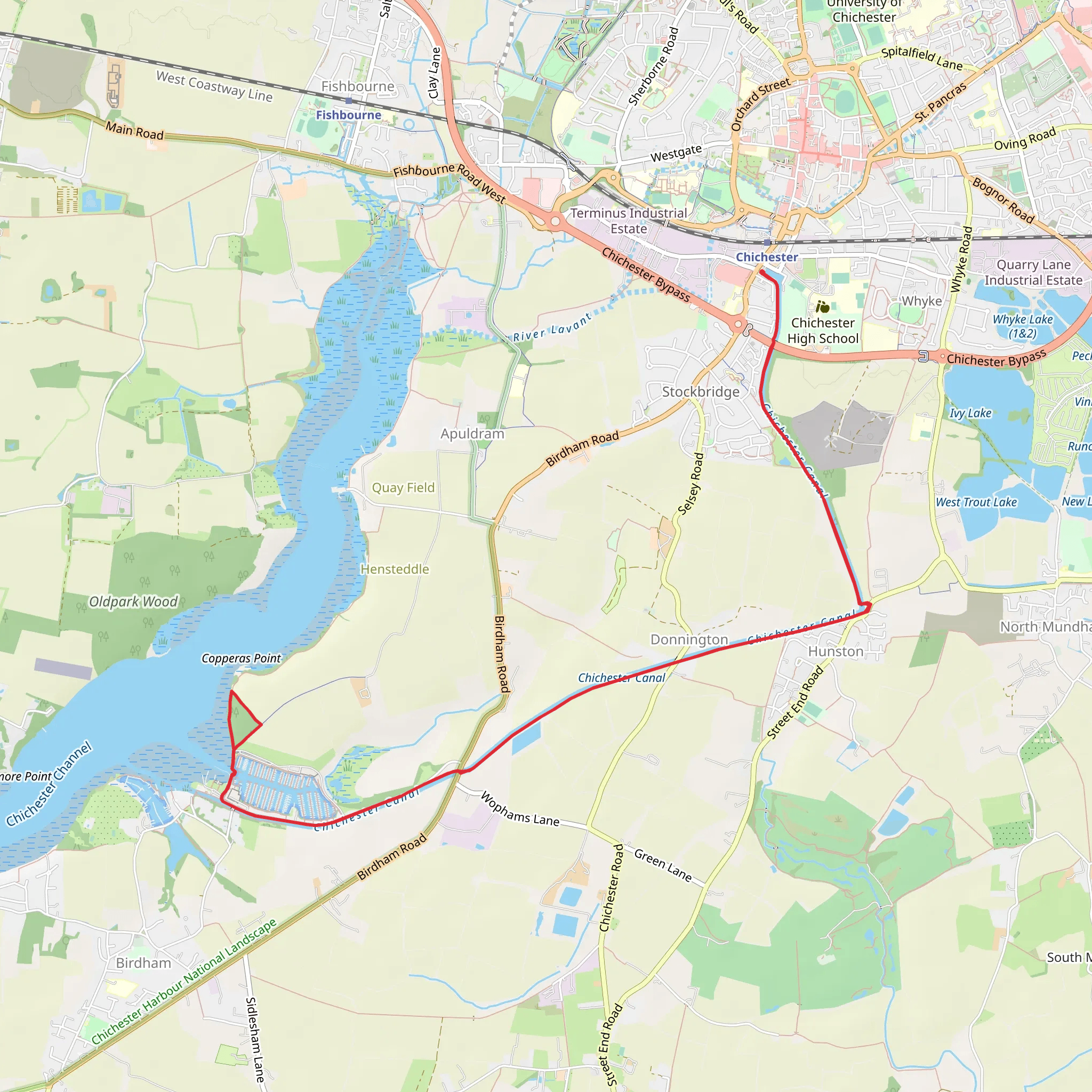 The Outdoor Guide - Chichester Canal Walk mobile static map