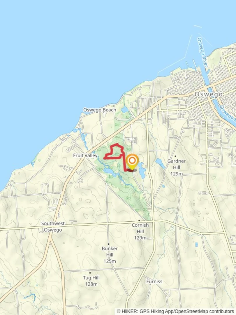 An image depicting the trail Blue and Orange Loop Trail from Thompson Road and its surrounding area.