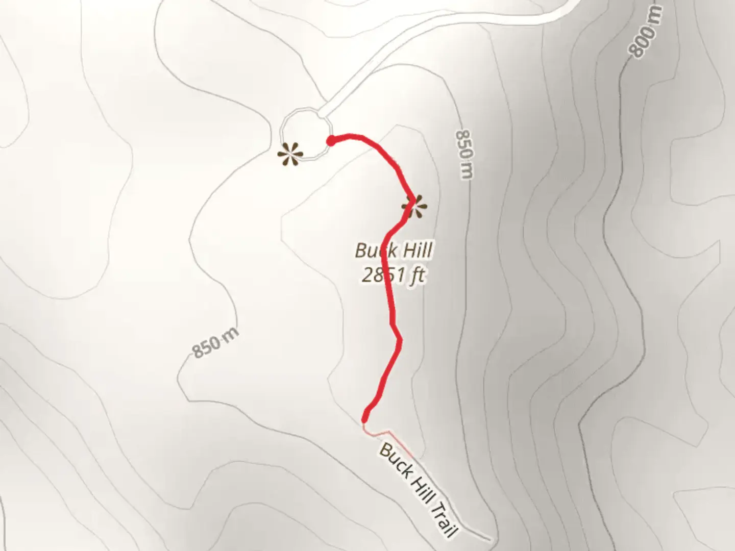 An image depicting the trail Buck Hill and its surrounding area.