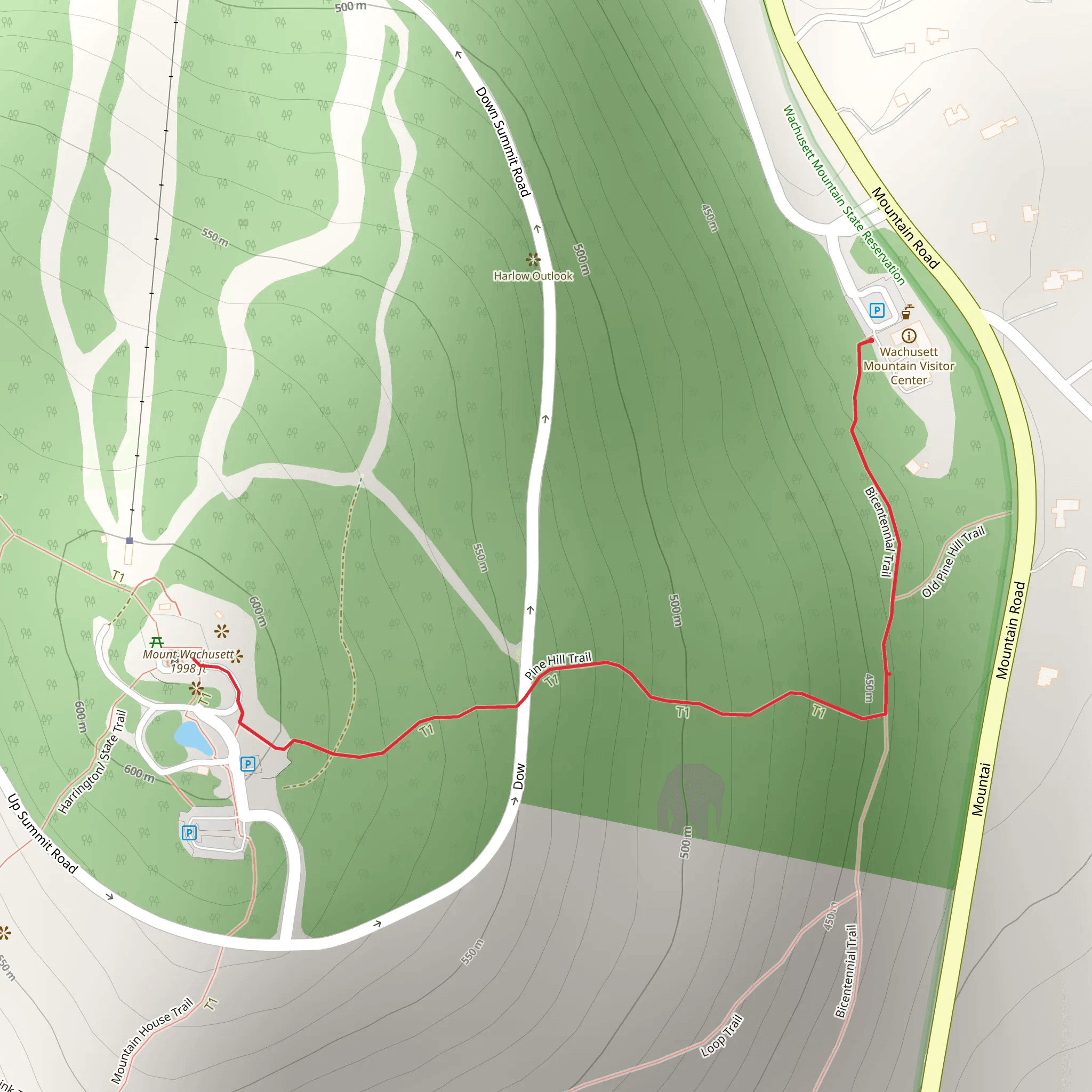 Mount Wachusett via Pine Hill Trail mobile static map