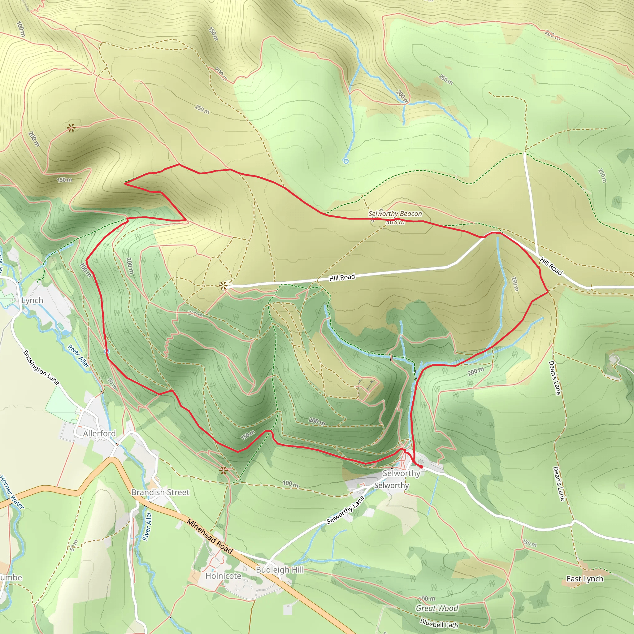 Selworthy Beacon Loop - Selworthy mobile static map