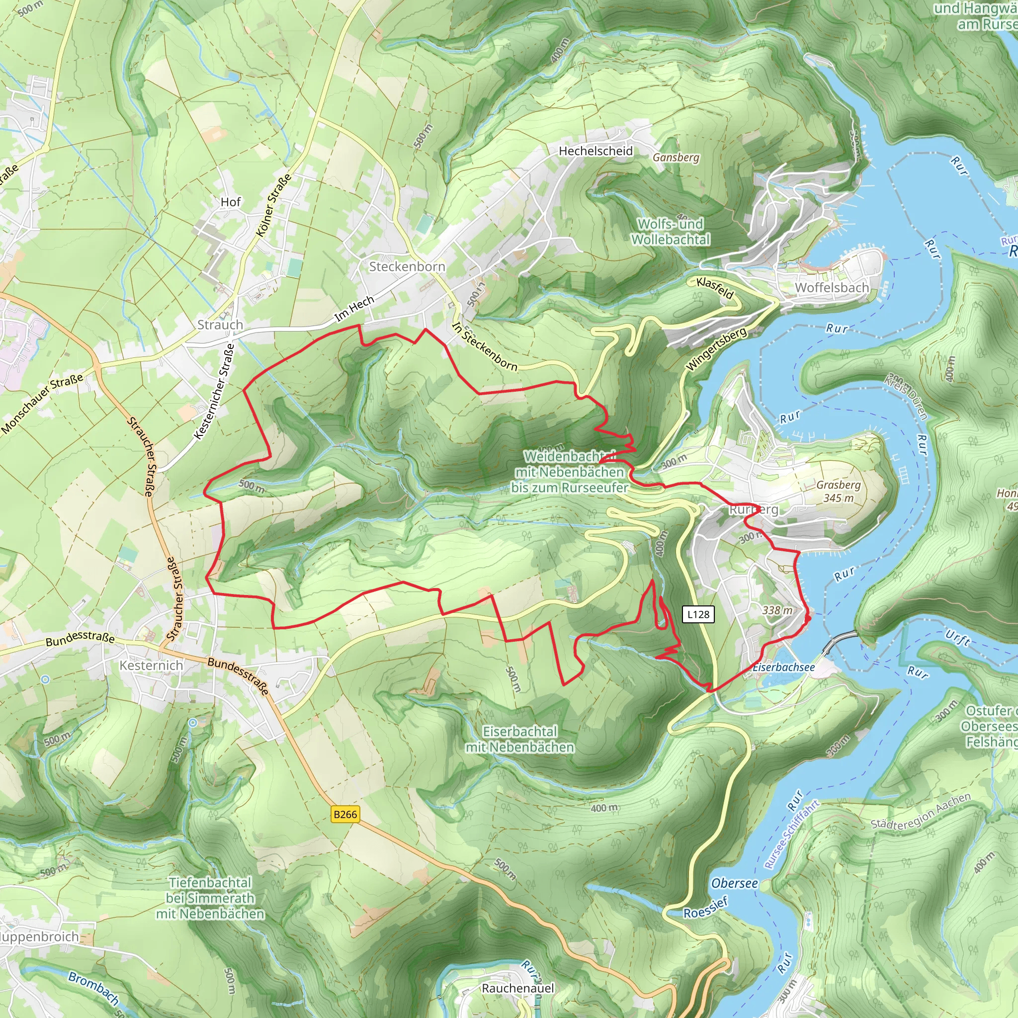 Rur via Rursee Hoehenweg mobile static map