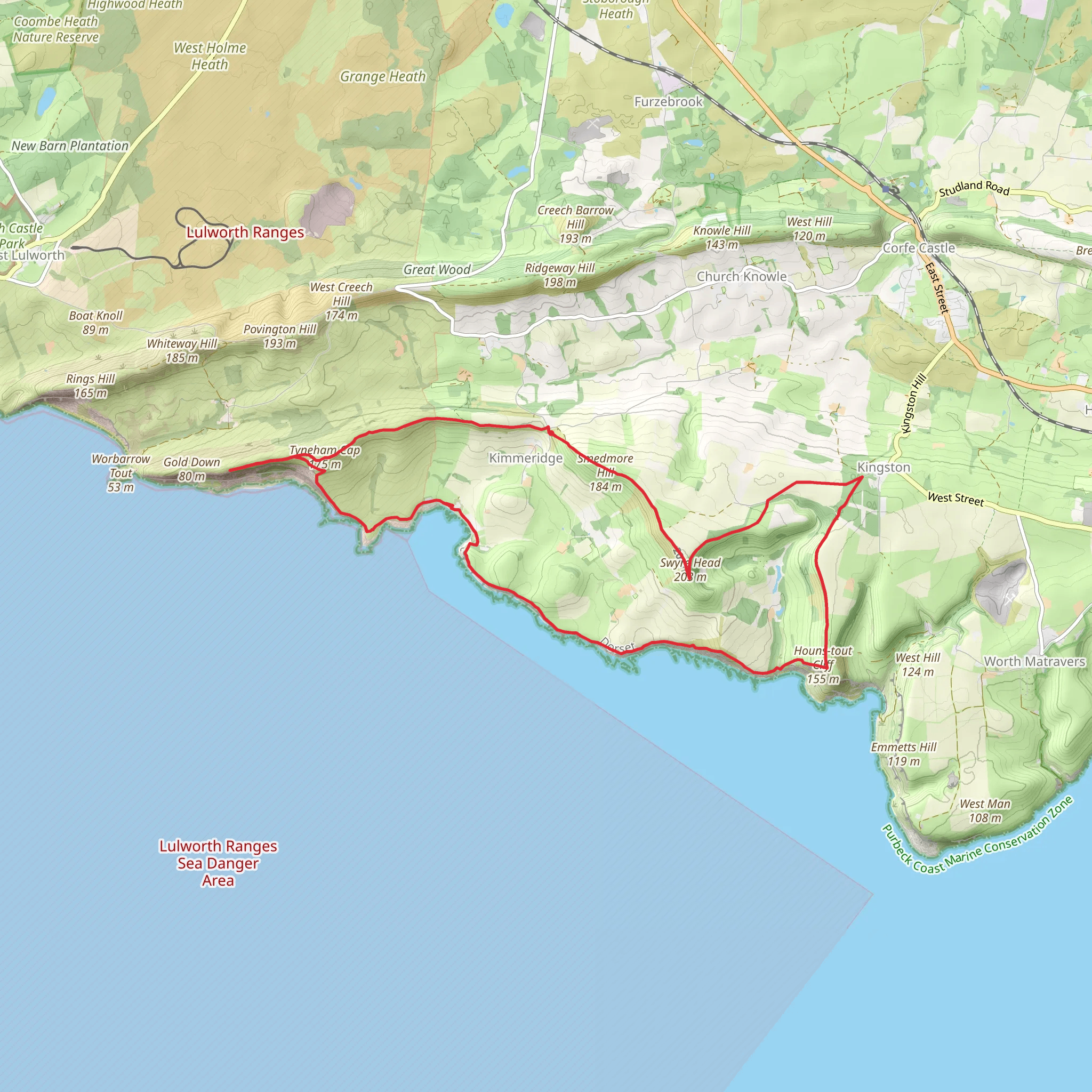 Swyre Head and Tyneham Cap from Kimmeridge mobile static map