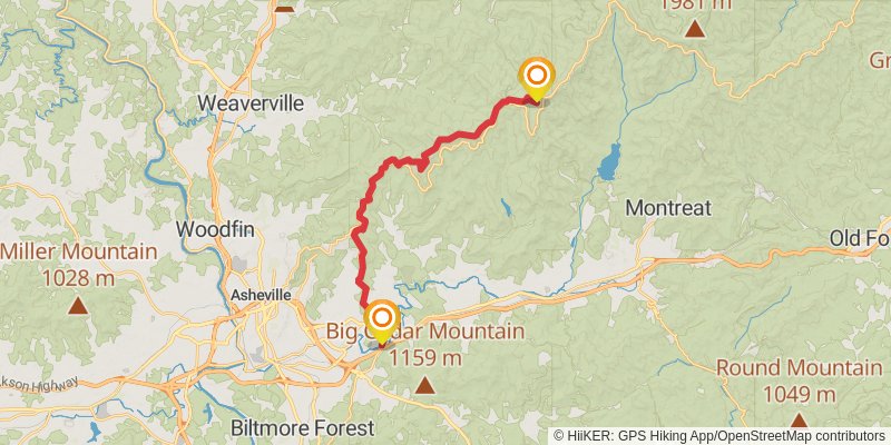 Mountains-to-Sea Trail stage 15 Map
