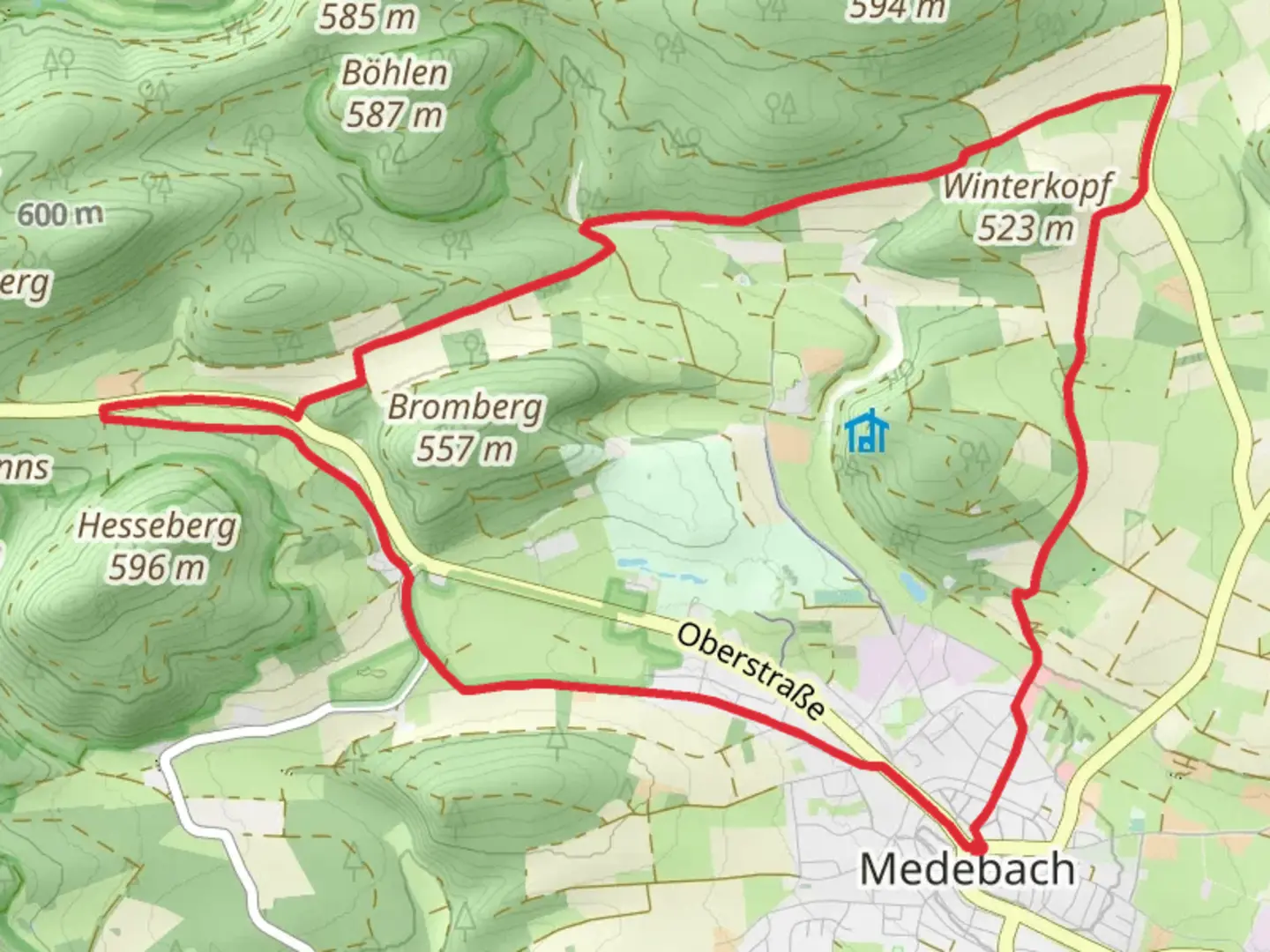 An image depicting the trail Medebach Rundweg and its surrounding area.