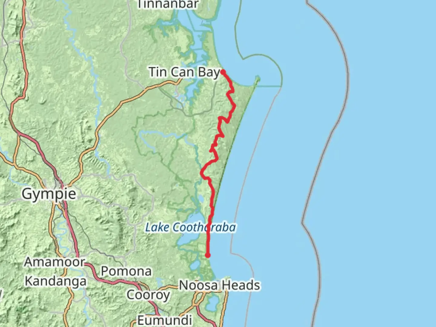 An image depicting the trail Cooloola Great Walk and its surrounding area.