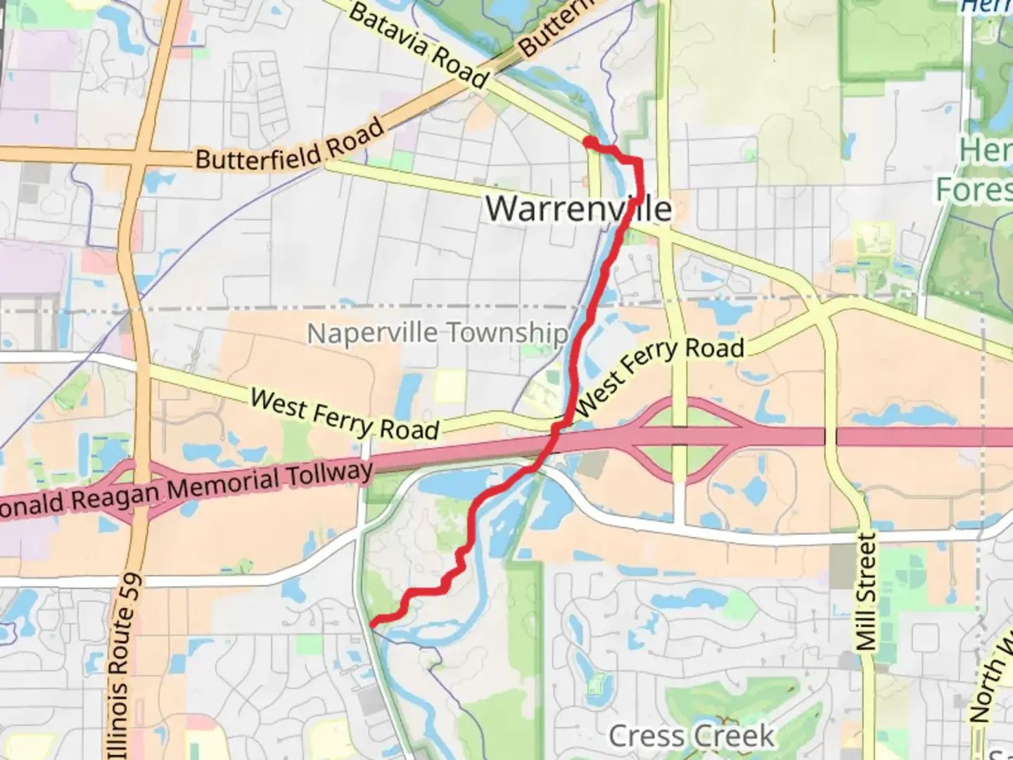 An image depicting the trail West Branch DuPage River Trail - Batavia Road and its surrounding area.