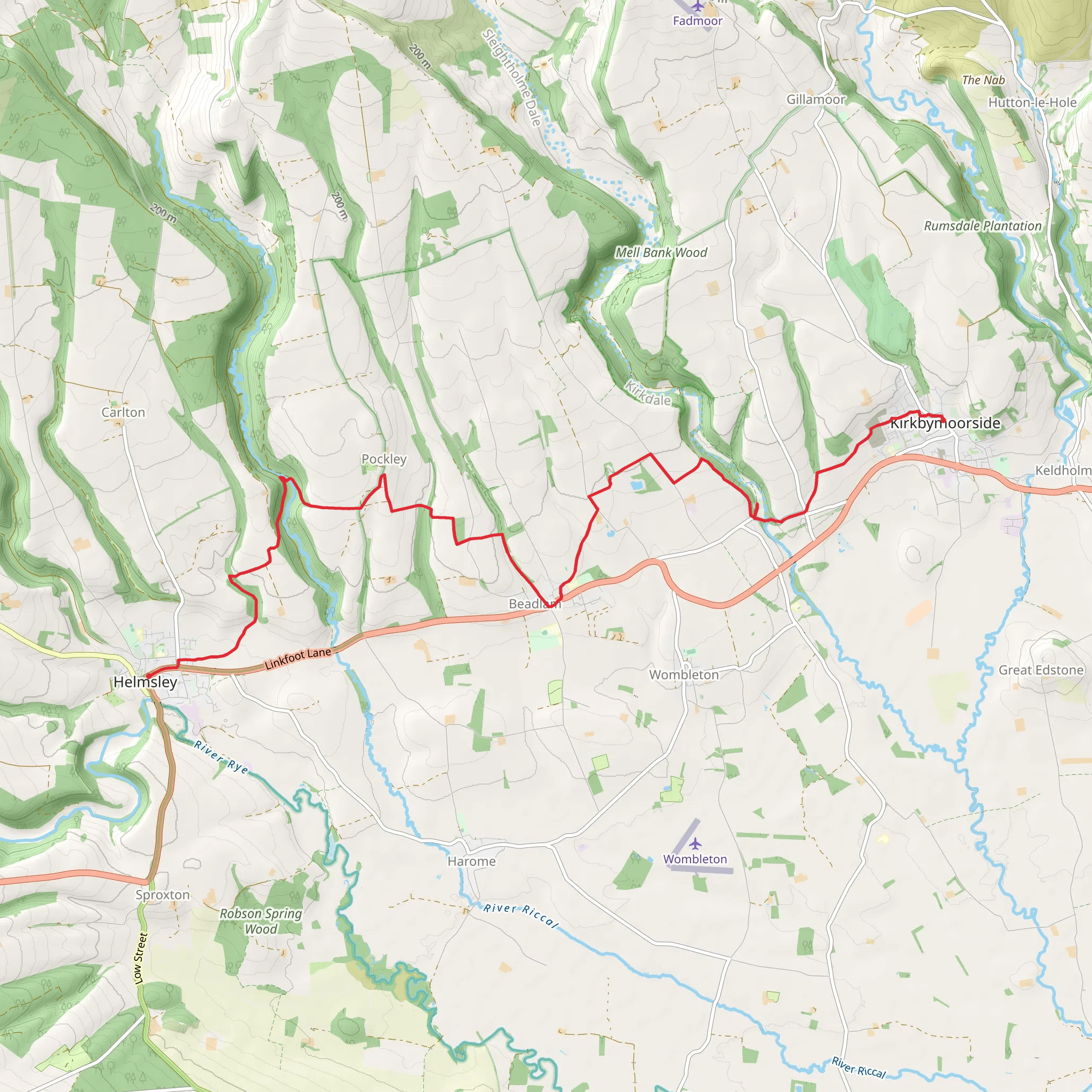 Kirkbymoorside to Helmsley Walk mobile static map